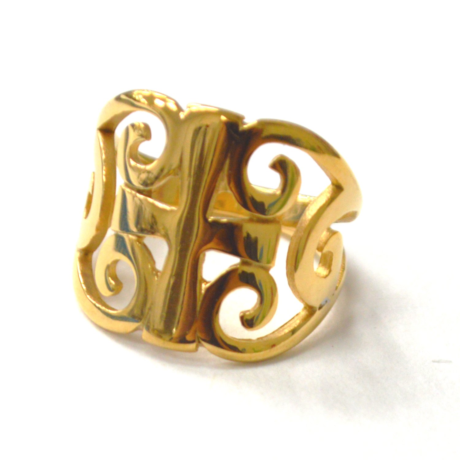 Cross Swirl Design Gold IP Plated Ring 81-1780G