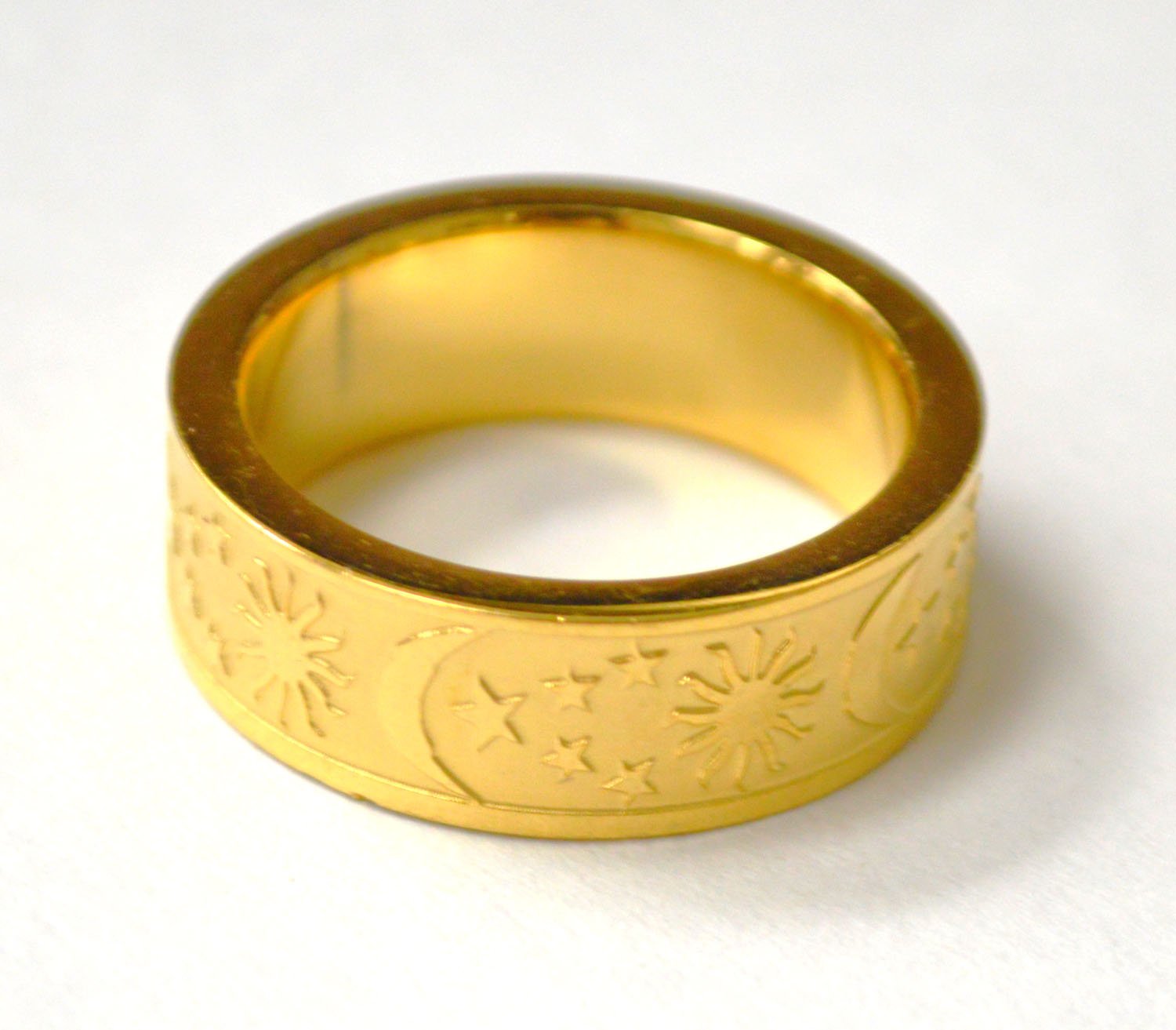 Moon Sun and Stars Gold IP Plated Ring 81-1629G