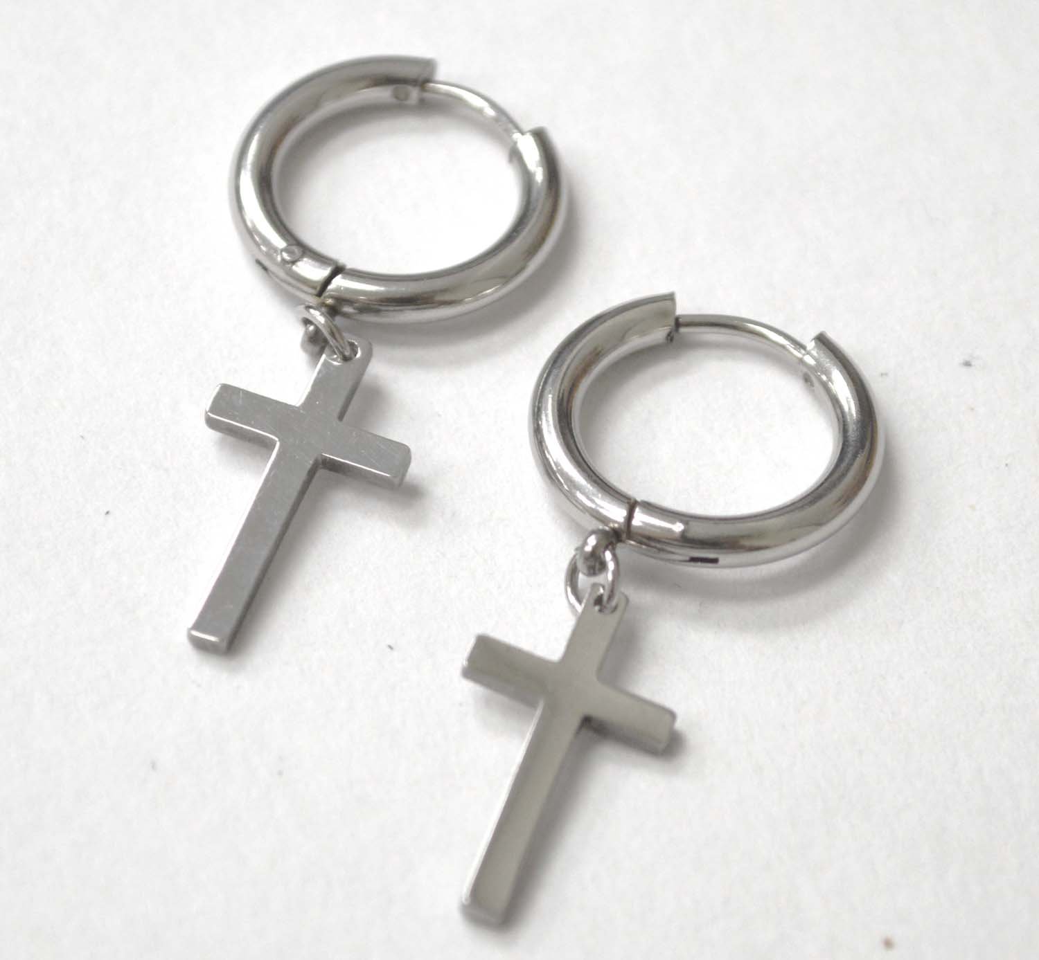 Dangling Cross in Hoops Stainless Steel  83-869S