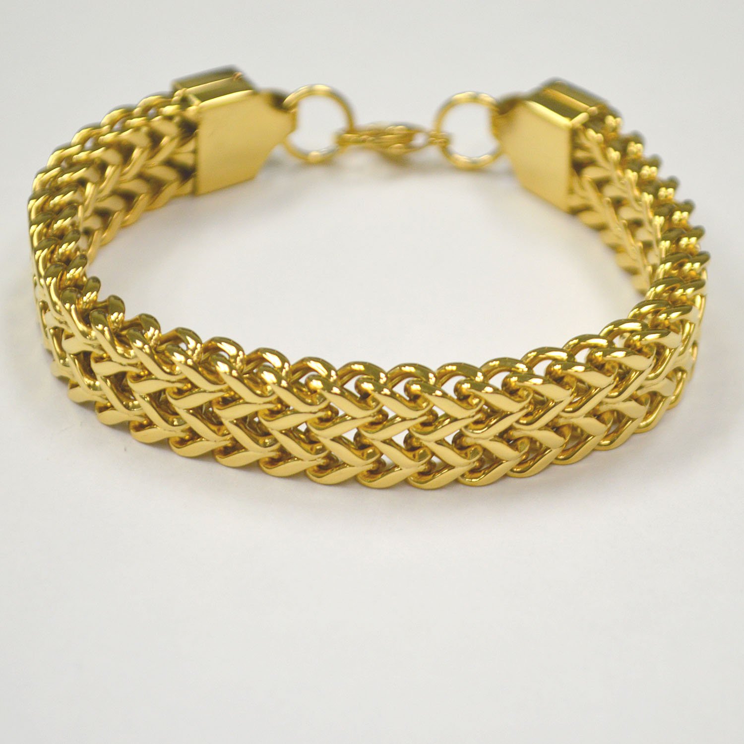 Double Strand Franco Gold IP Plated Bracelet (12mm)