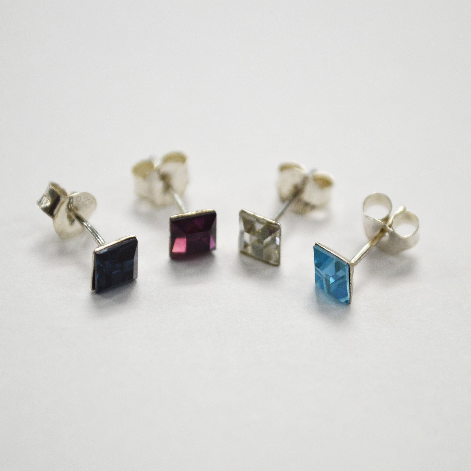 Square Crystal Stud Earring Sterling Silver 53-5004