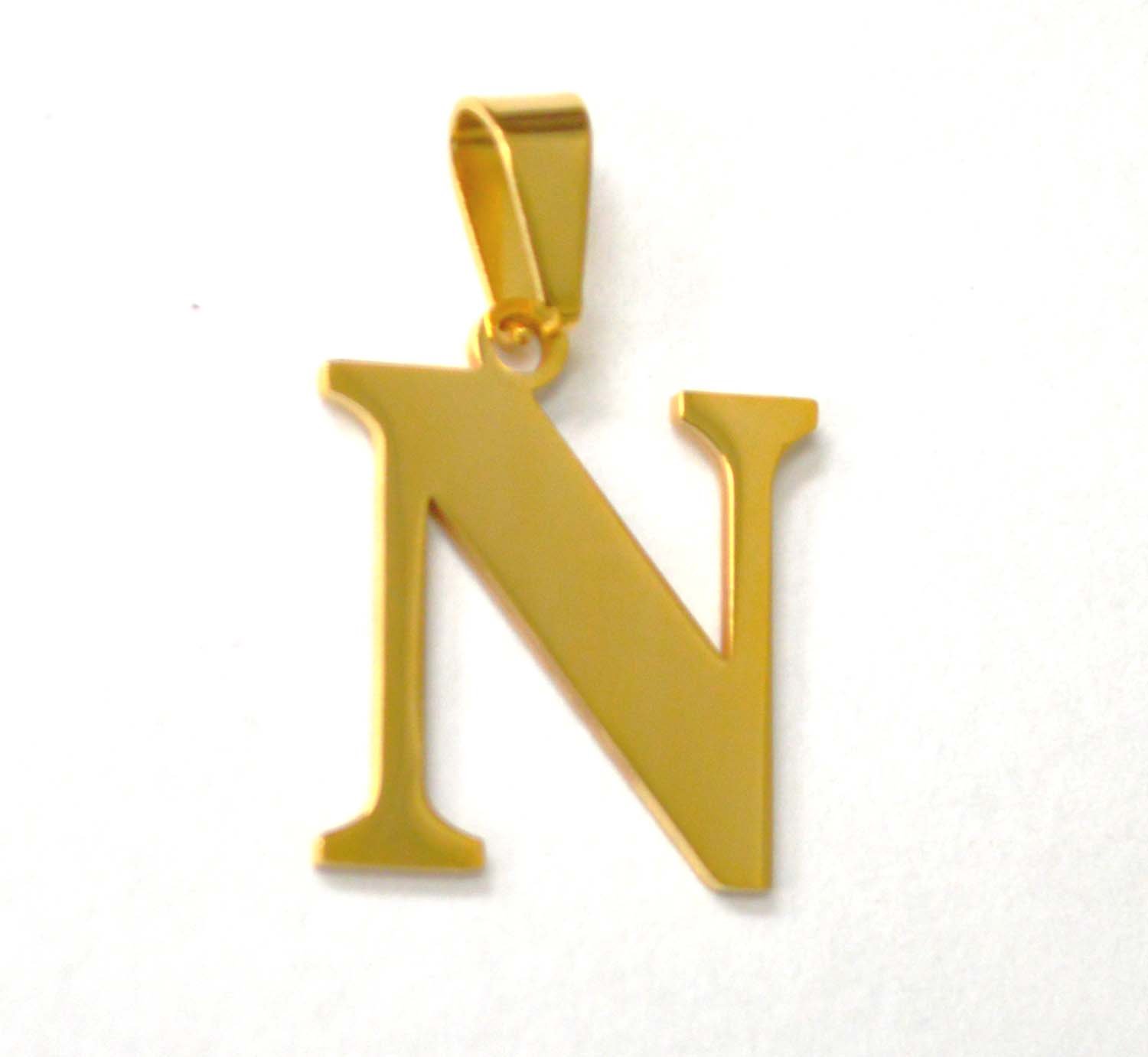 N Initial Gold IP Plated Pendant 86-278G-N