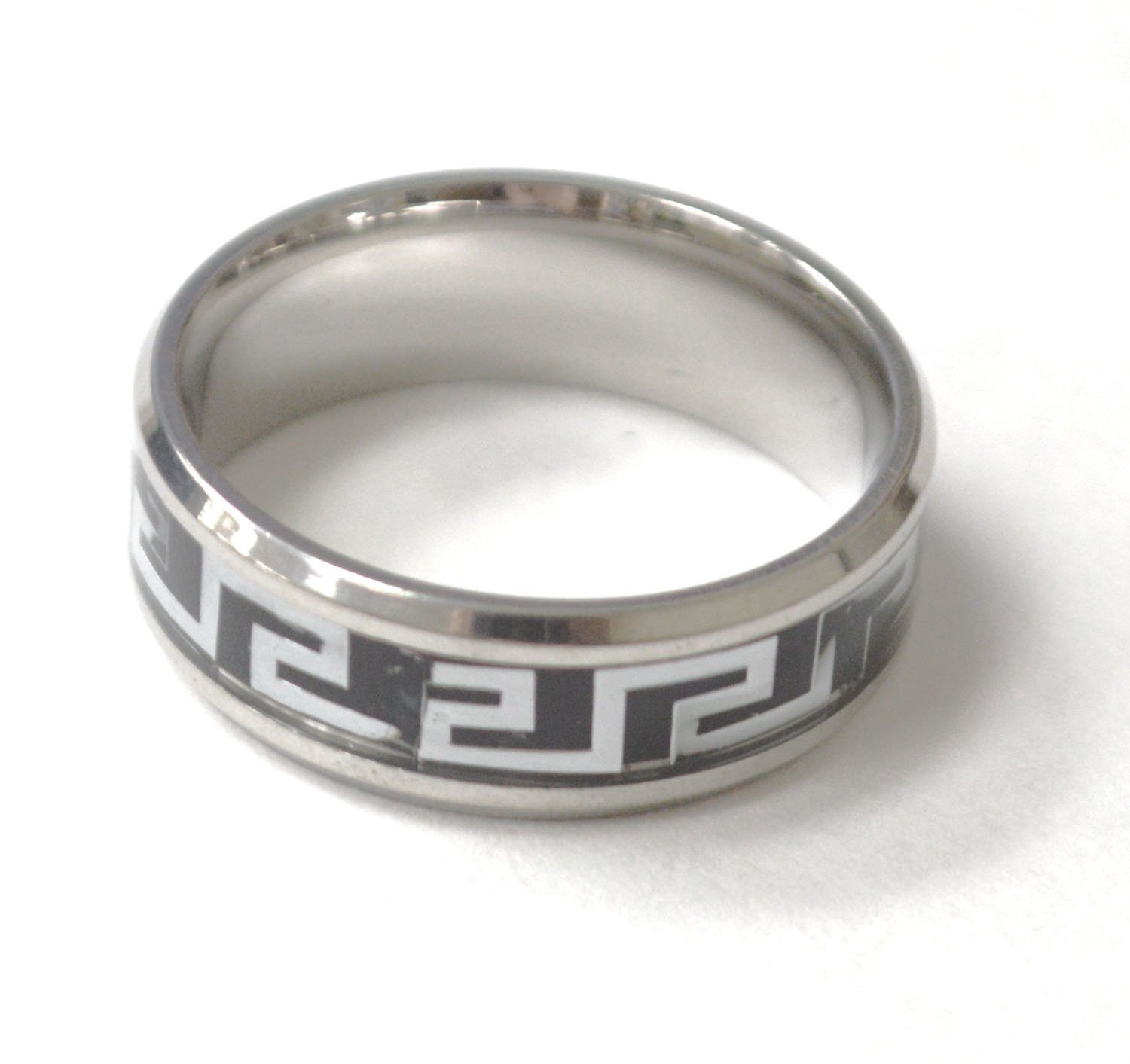 Greek Key Design Stainless Steel Ring 81-1427B