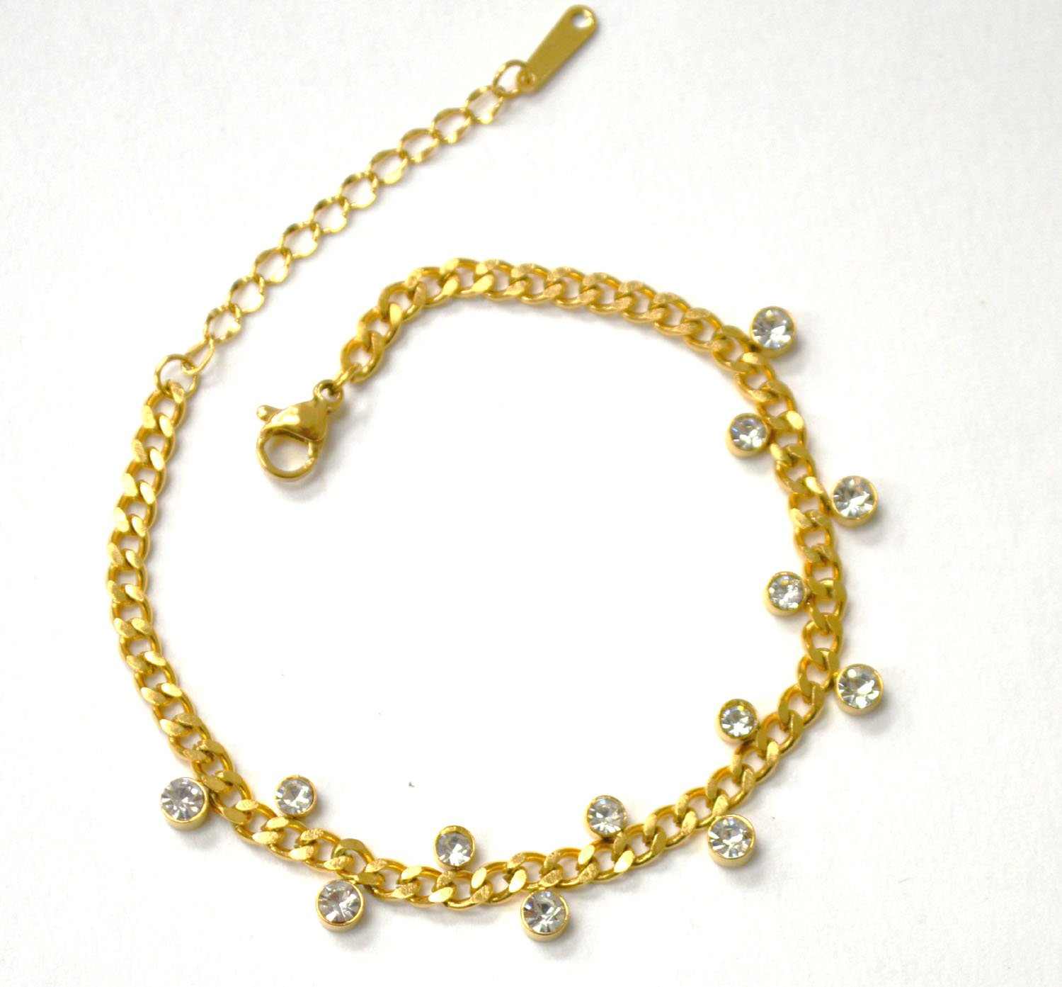 CZ Stone  with Cuban Link Gold Plated Bracelet 84-1903G