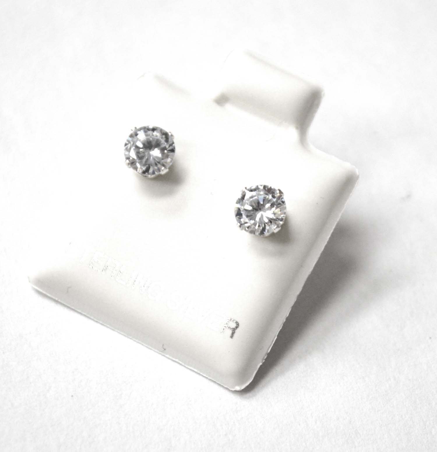 5m.  Round CZ Stud Earrings 53-013-5