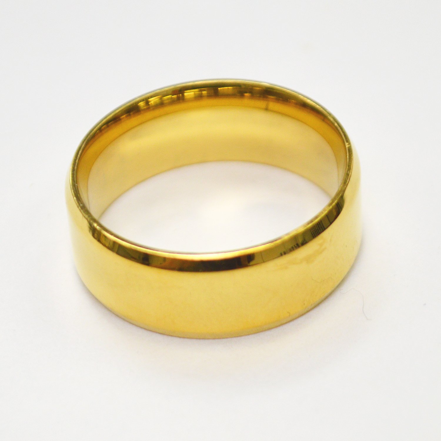 8mm Gold Plated Shiny Finish Bevel Ring (8mm) 81-1353G-8