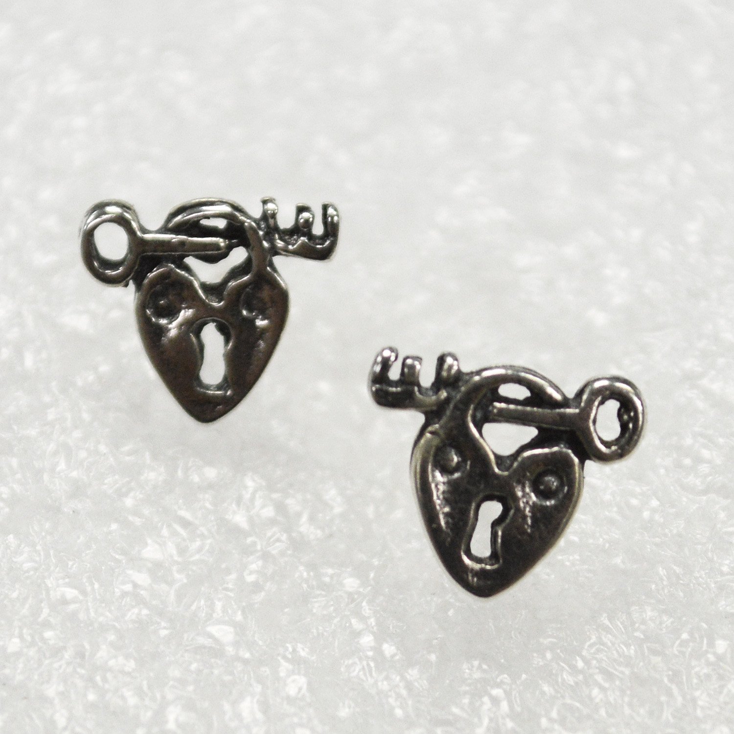 Heart Key Stud Earring Sterling Silver 53-5226