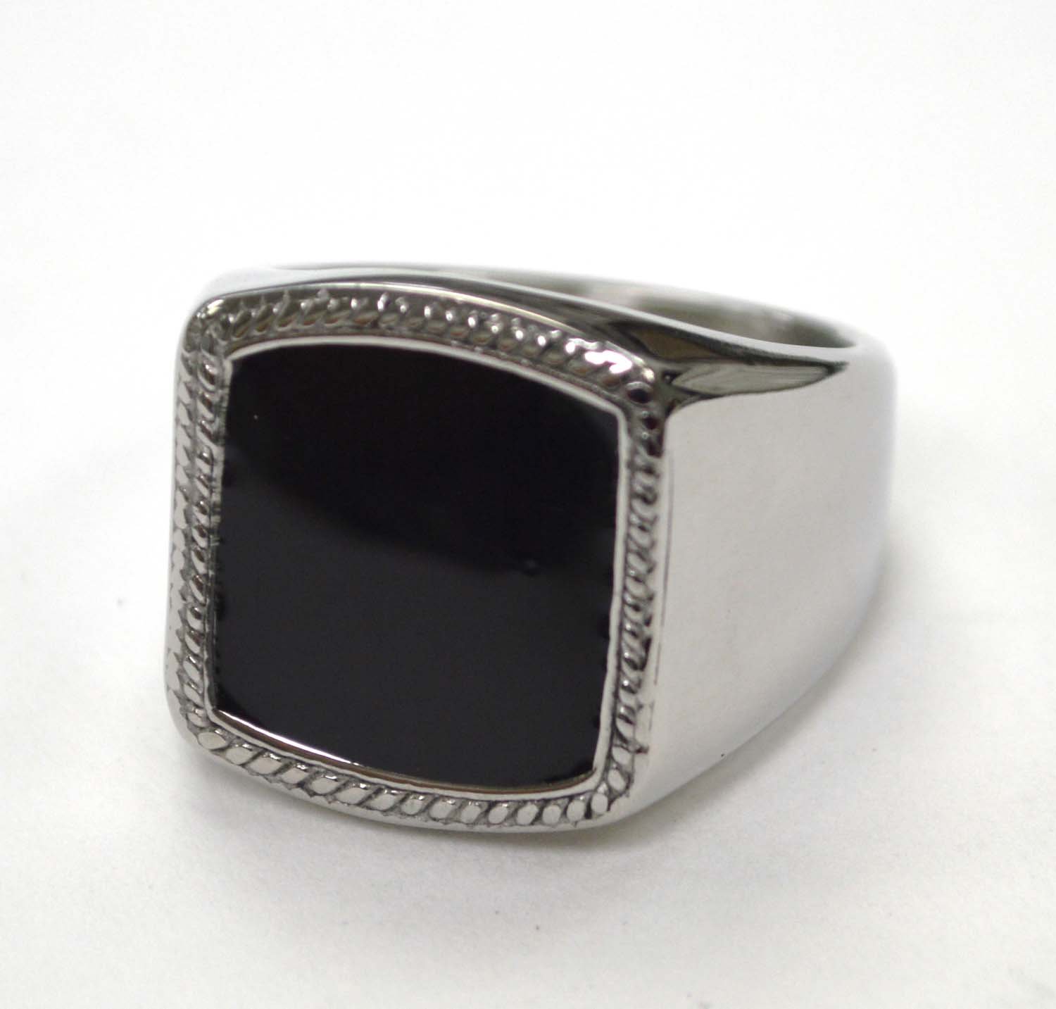 Black Stone Stainless Steel Ring 81-1433