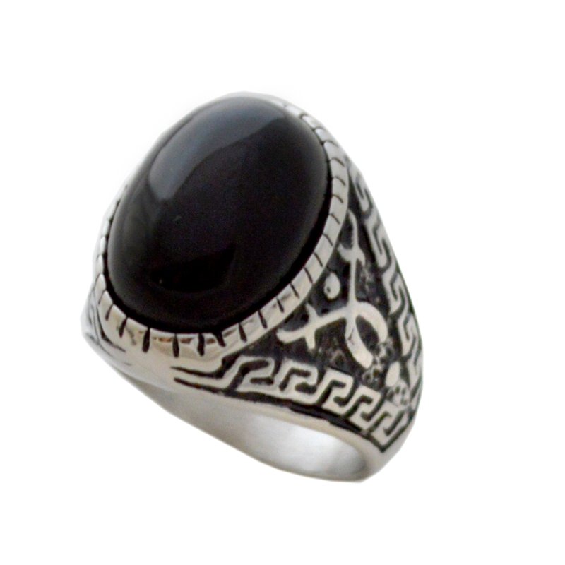 Black Onyx Ring Stainless Steel (11x31mm) 81-1185S-Blk