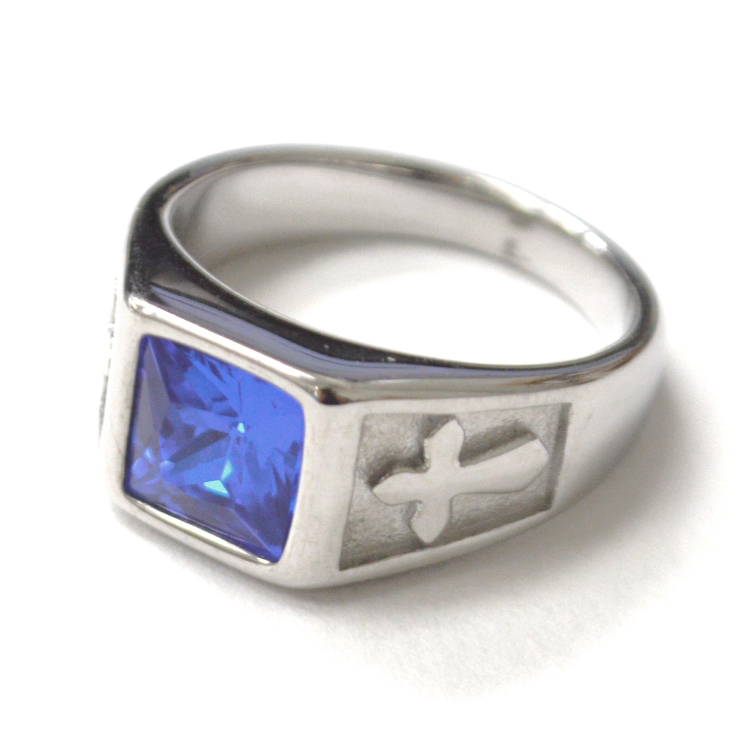 Blue Stone Stainless Steel Ring 81-1662S-Blue