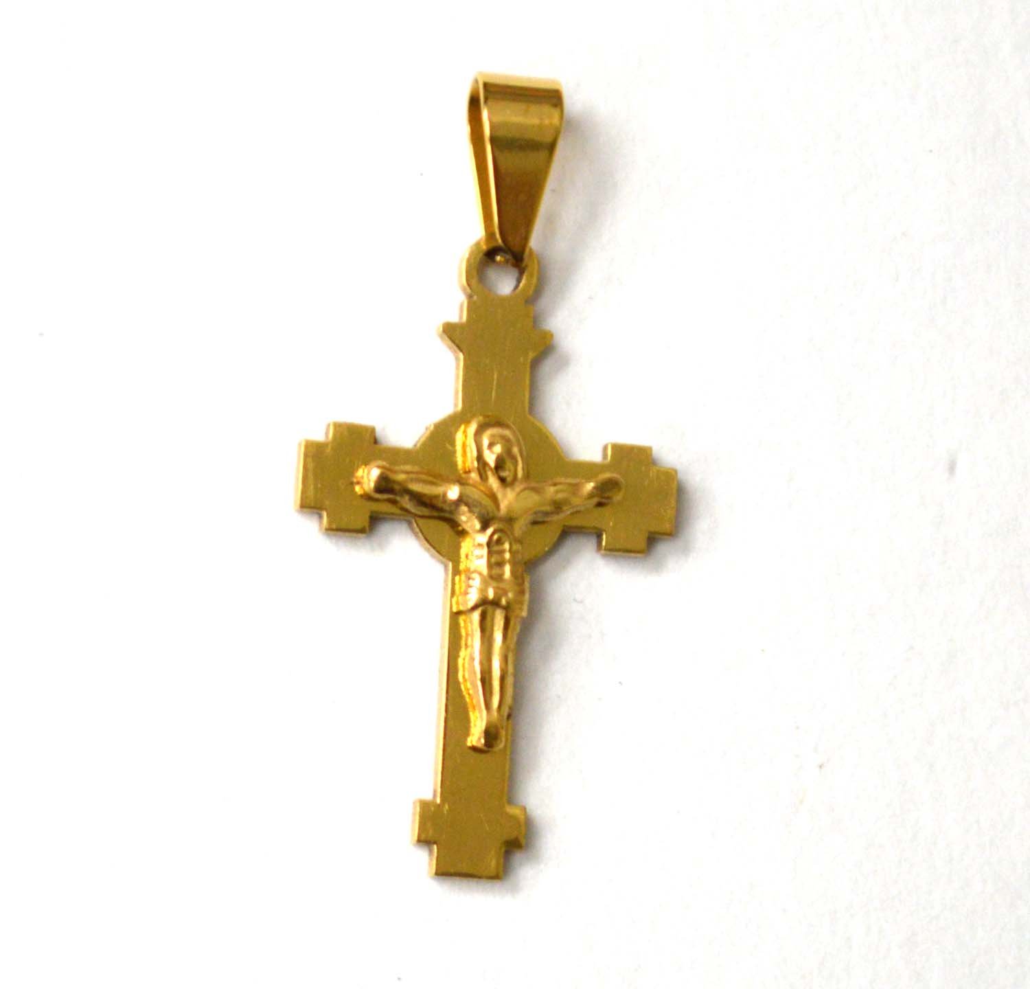 Crucifix Cross Gold IP Plated Pendant 86-2531G