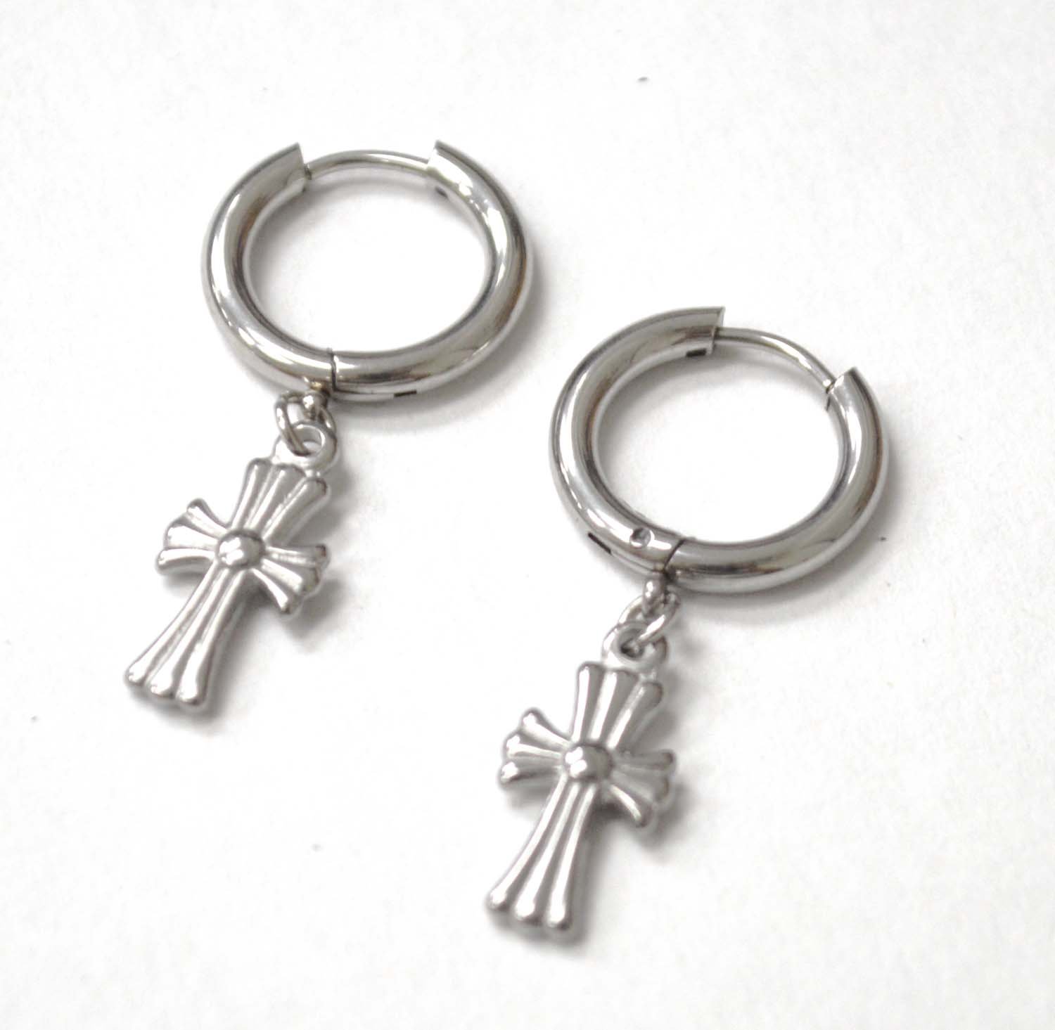 Dangling Cross in Hoops Earrings 83-868S