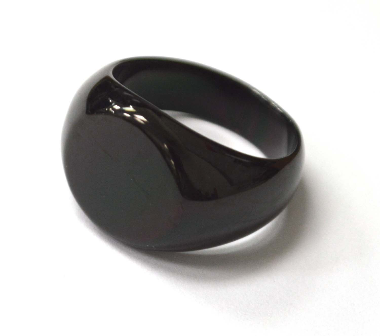 Round Signet Black Plated Ring 81-1481B