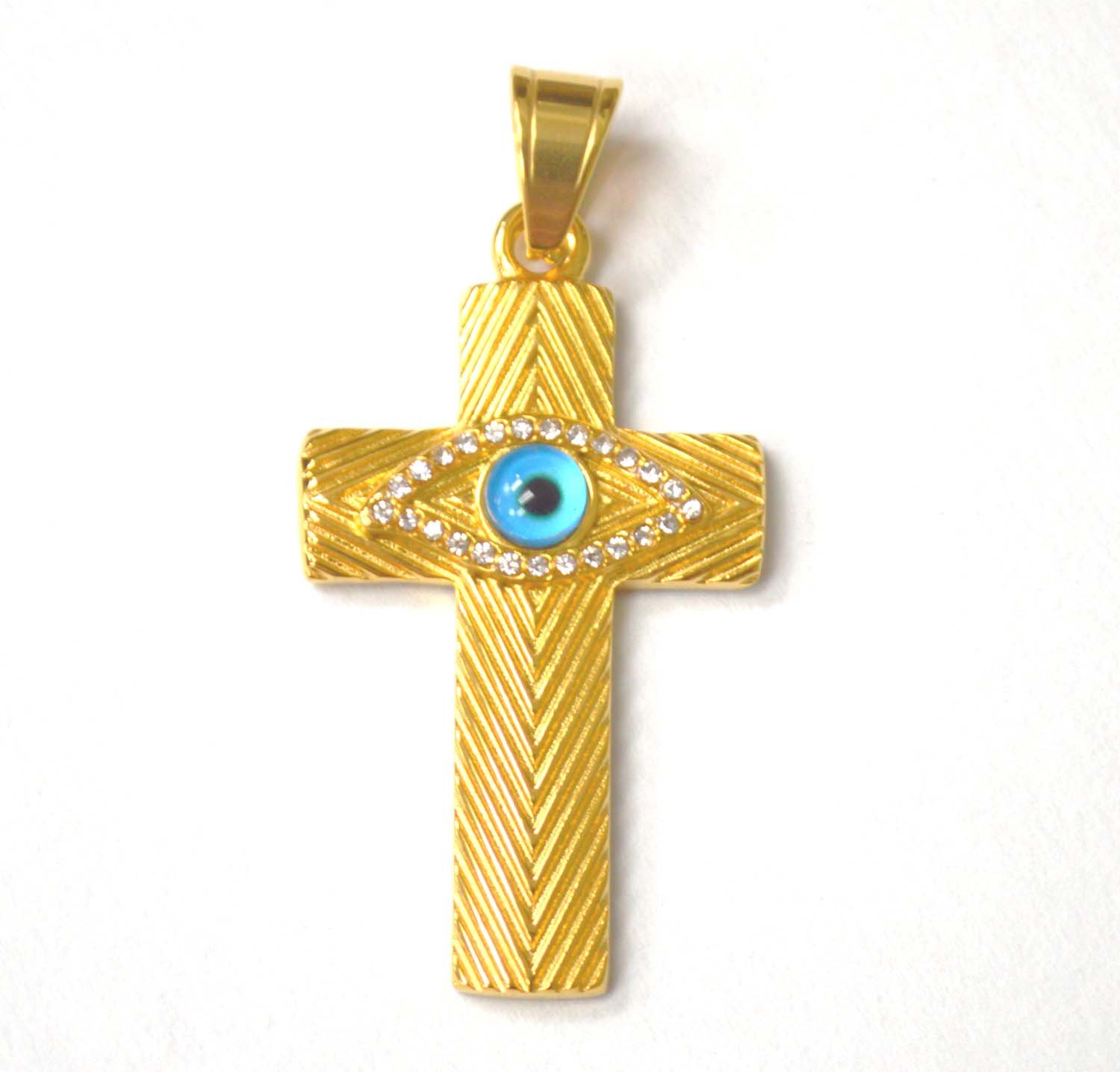 Cross with Eye of Providence Gold Plated Pendant 86-2577G
