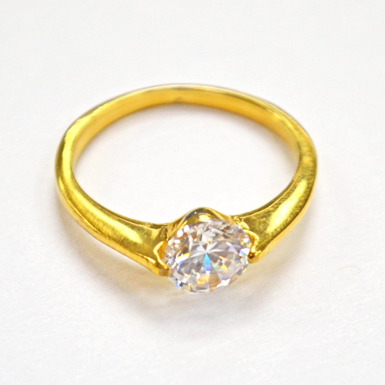 CZ GOLD IP PLATE RING 81-1144G-6