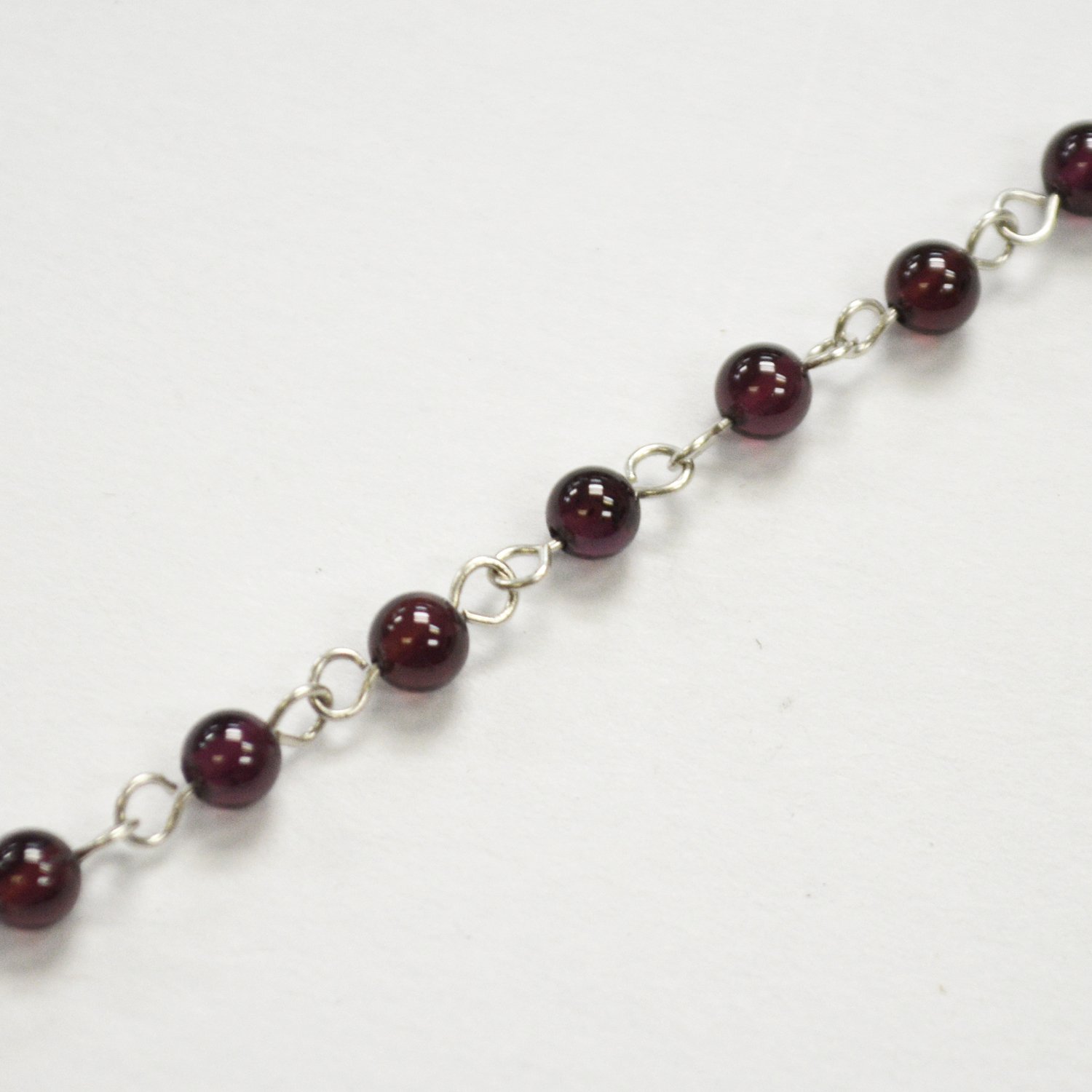 Garnet Bead Bracelet Sterling Silver 54-1012-1