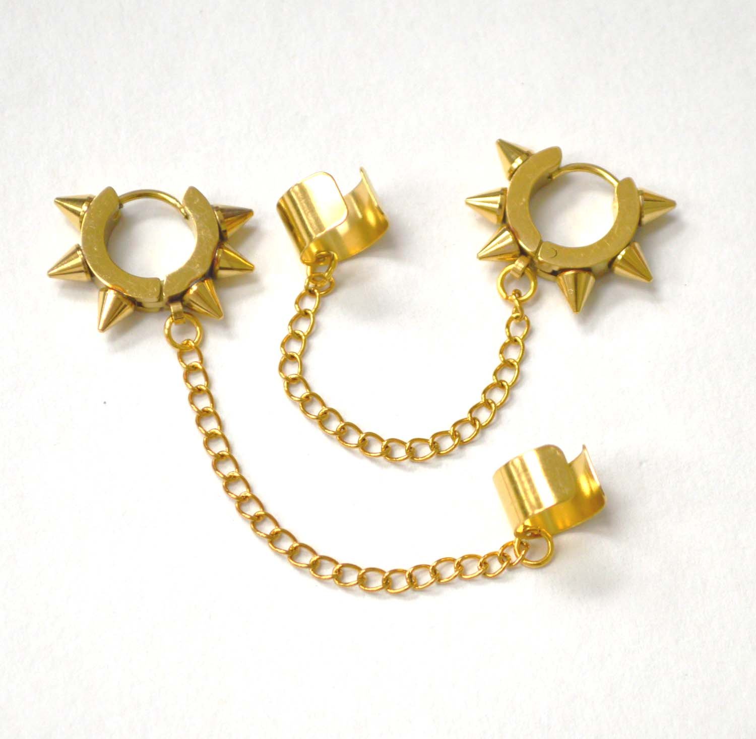 Ear Cuff with Huggies Gold Plated  Earrings 83-896G