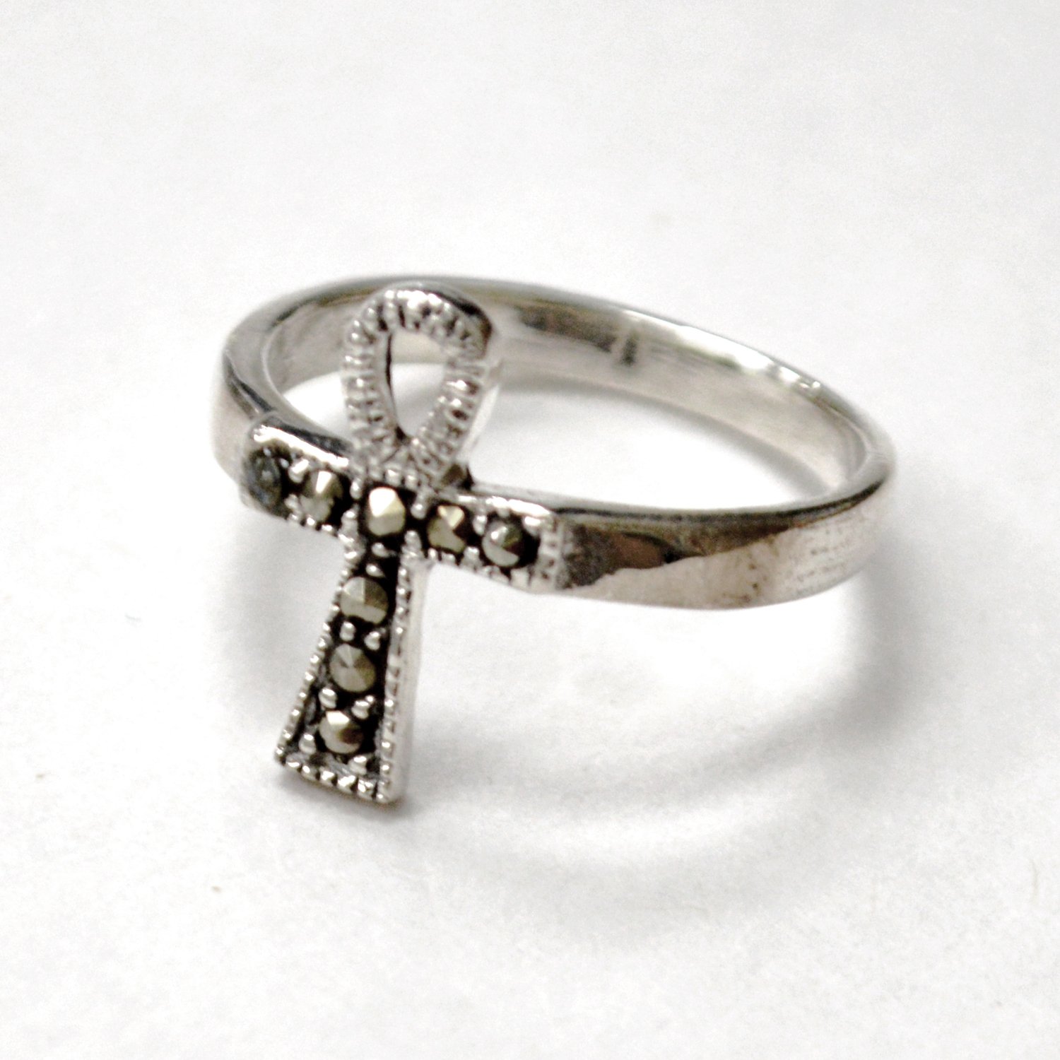 Ank with Marcasites Stones Sterling Silver Ring 51-3055