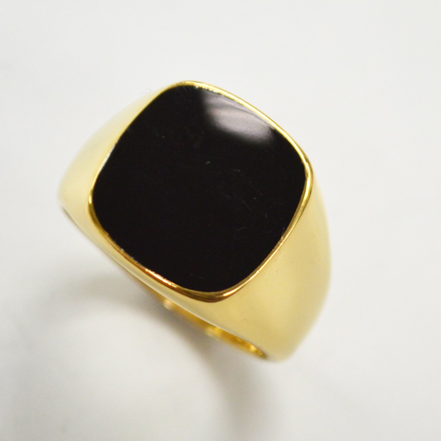 Black Stone Gold IP Plated  Ring 81-1362G-8