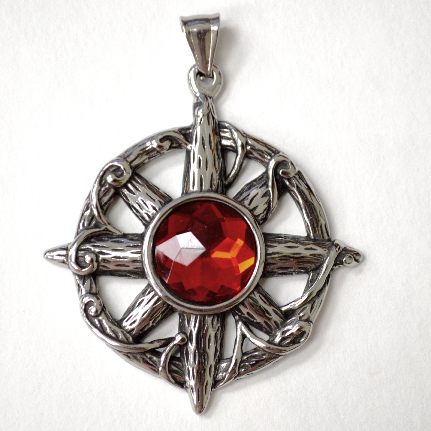 Crystal Red Stone Stainless Steel Pendant  86-2331 Red