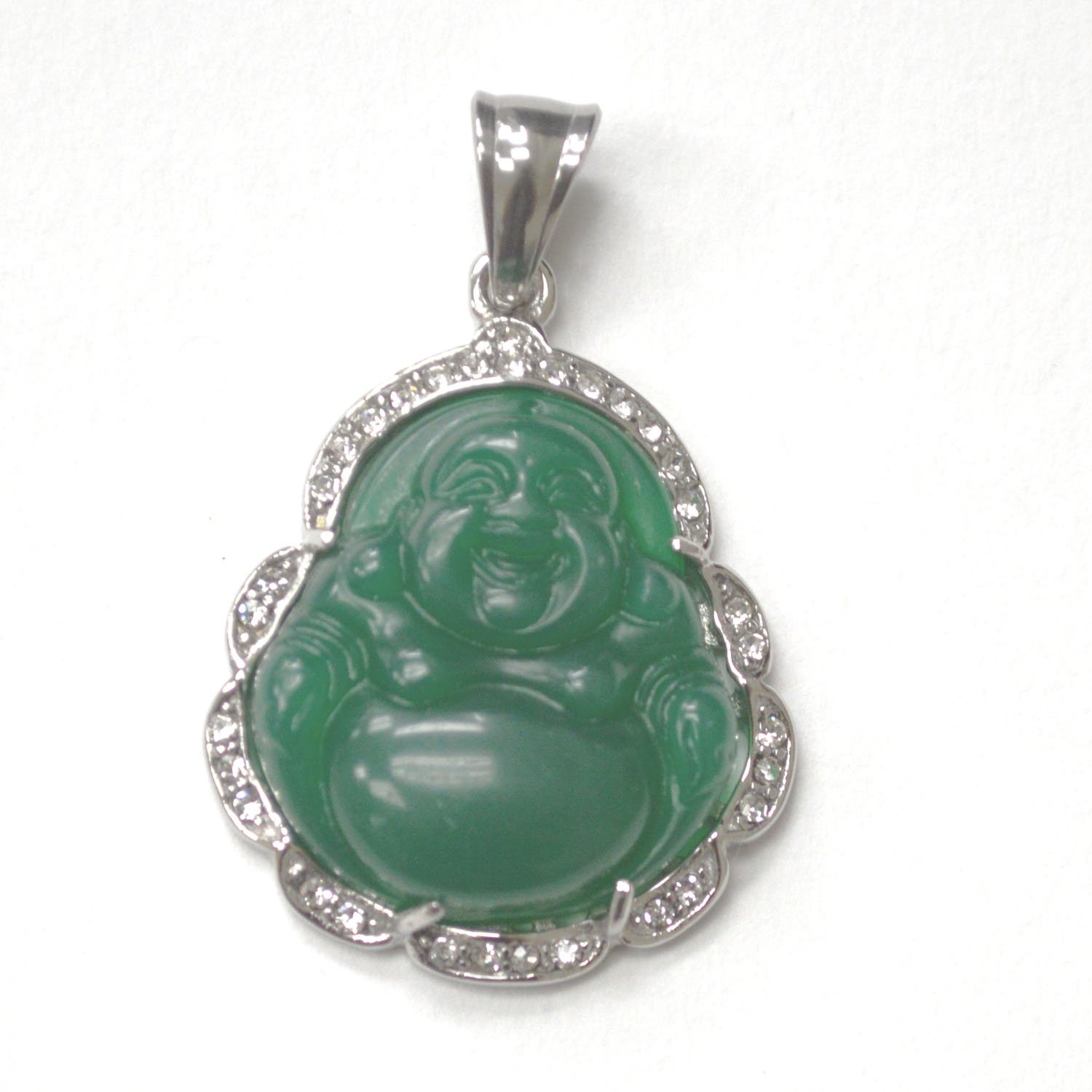 Buddha Jade Stainless Steel Pendant 86-2890S-Green