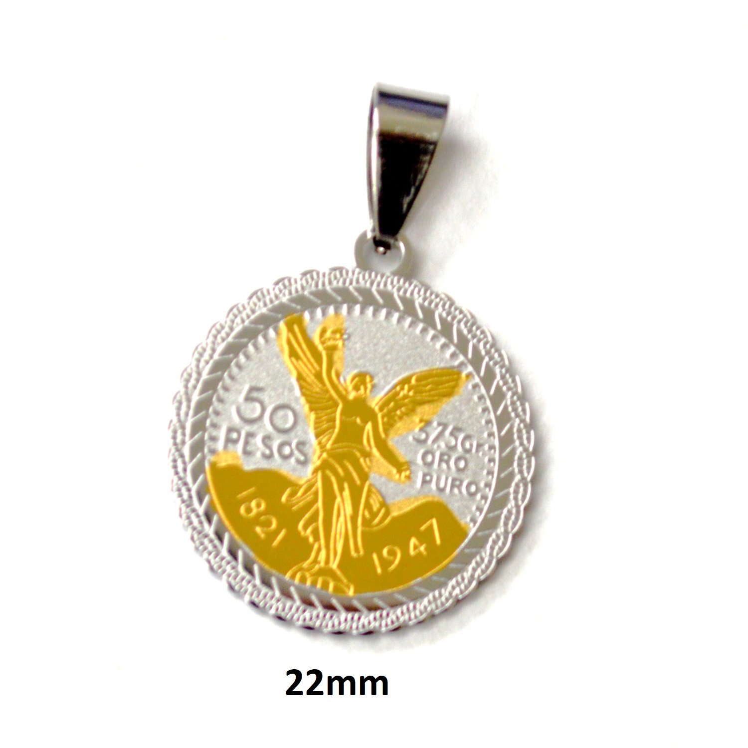 Mexican Coin 2 Tone Gold Plated Pendant (22mm) 86-2405-2T-2