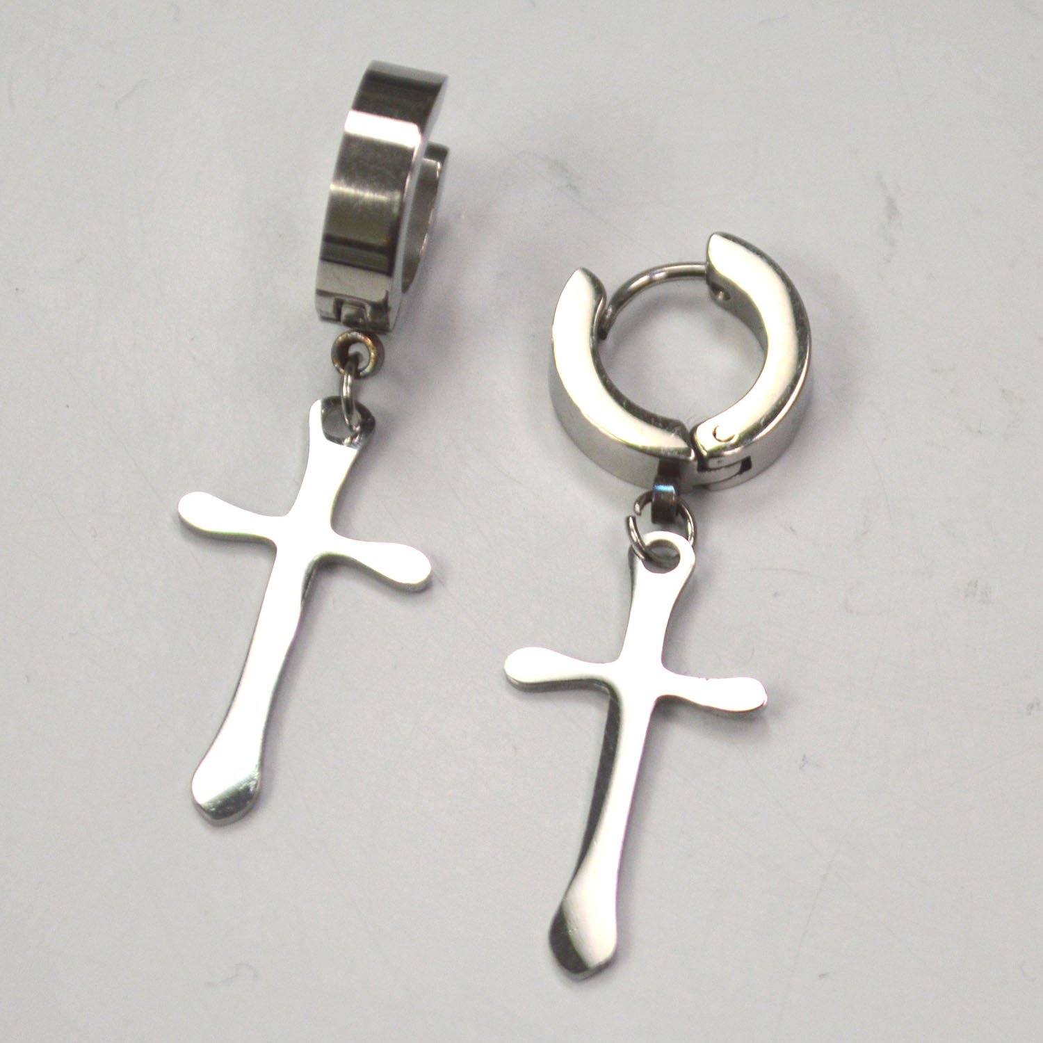 Dangling Cross Huggies Stainless Steel 83-626S-2