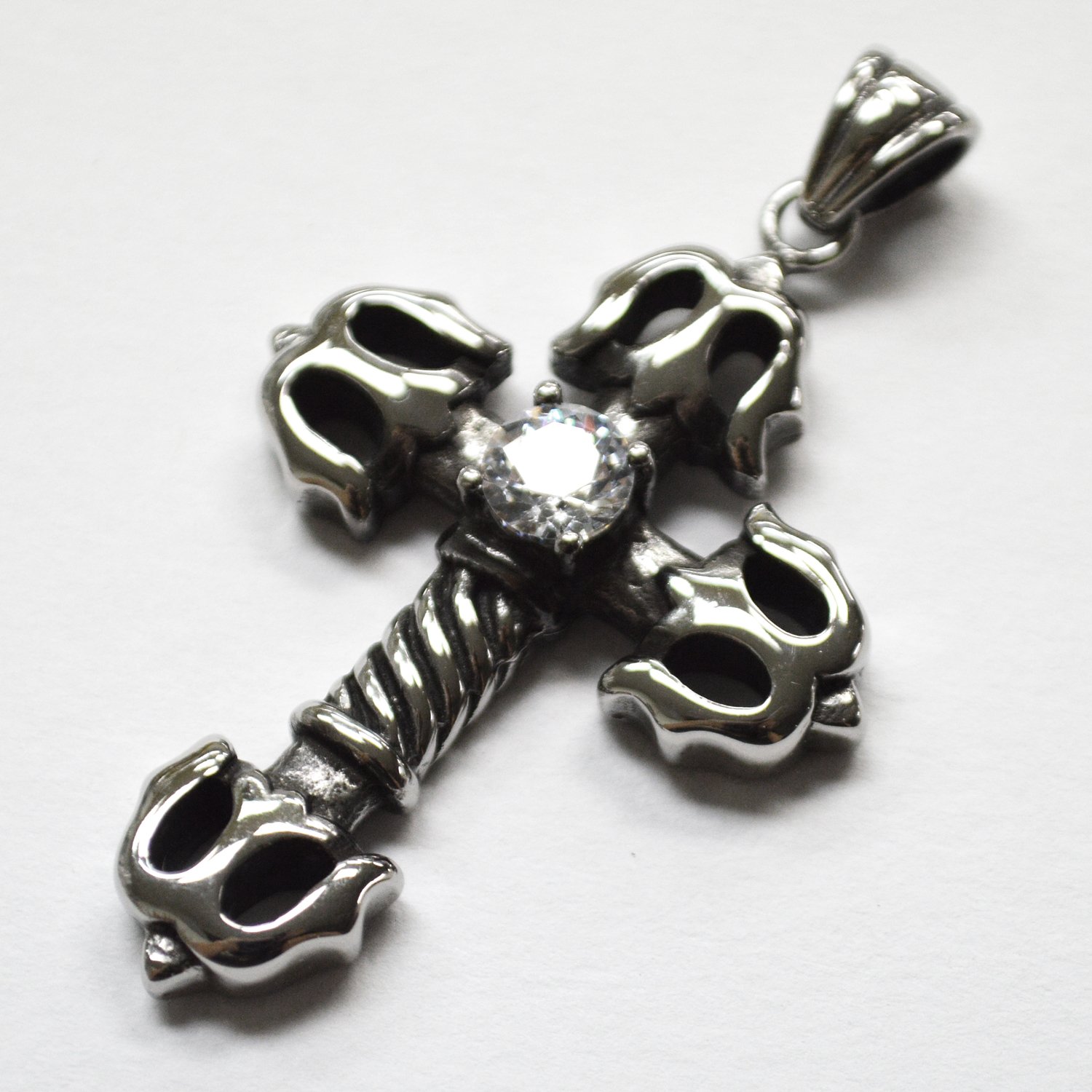 Cross with Clear CZ Stone Pendant  86-709-Clr