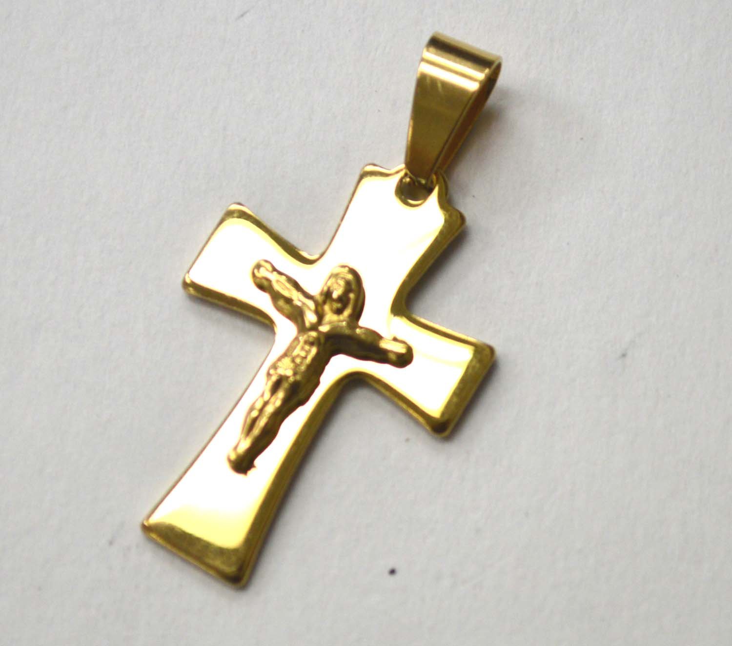 Crucifix Cross Gold IP Plated Pendant 86-2363G