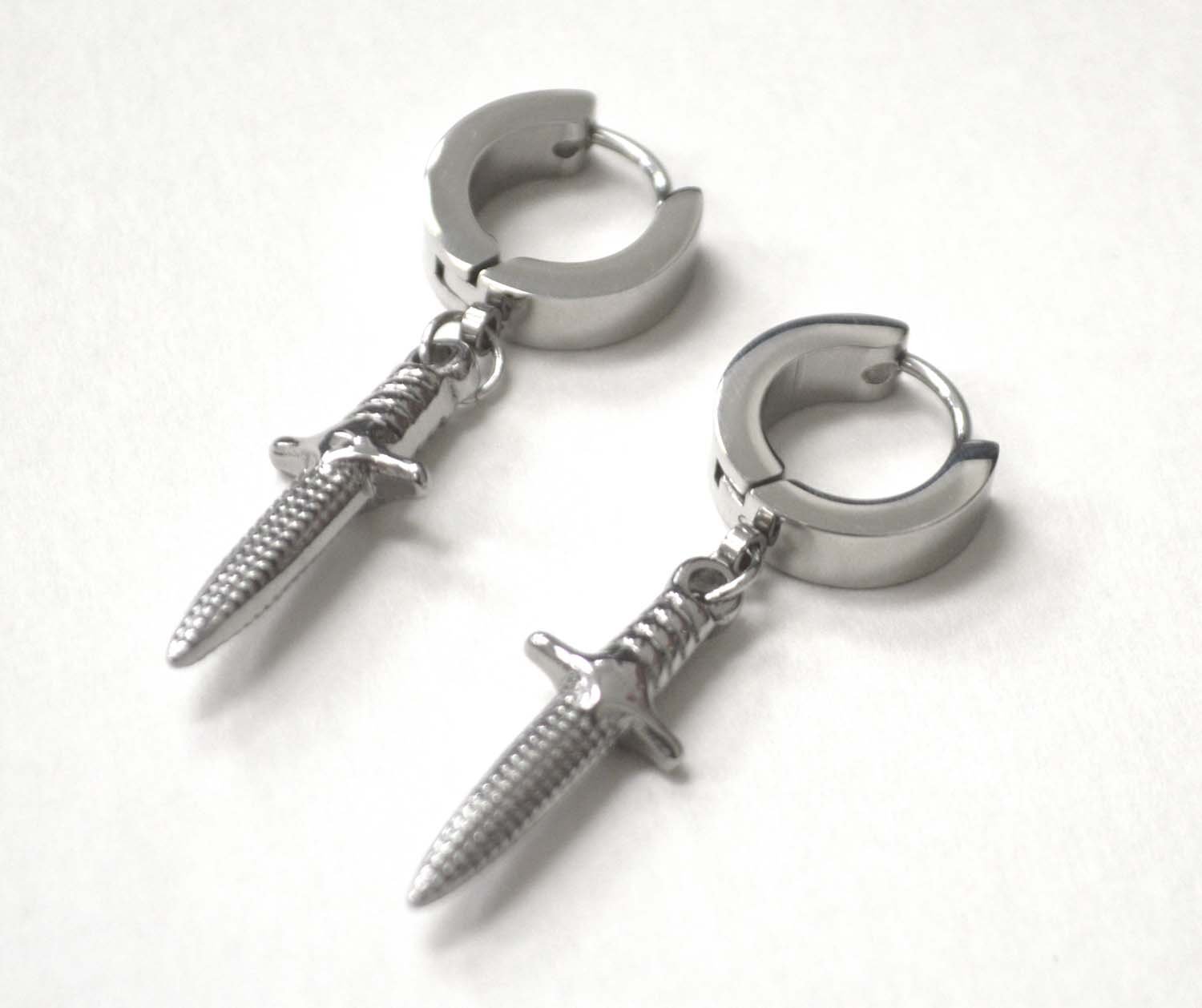 Dagger Huggies Earring Stainless Steel 83-771S