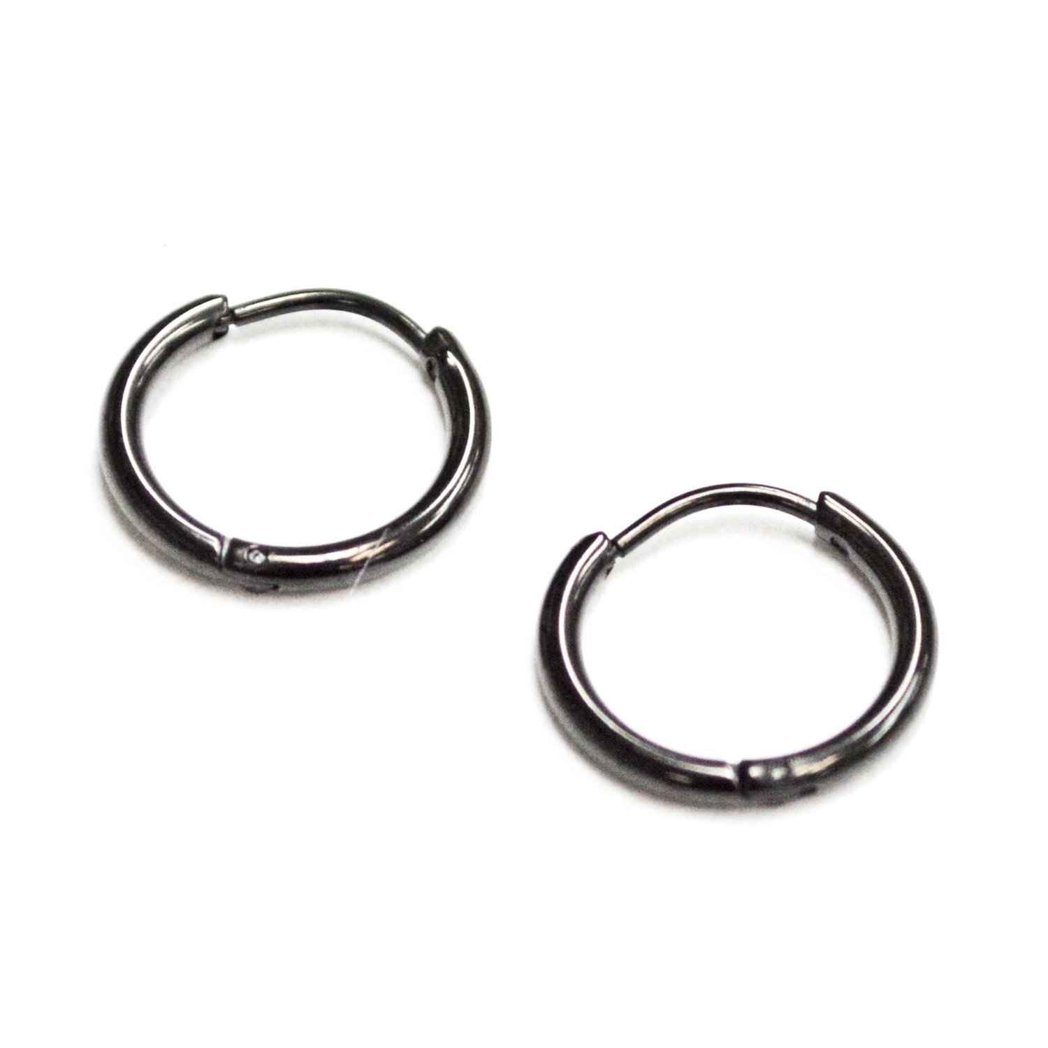 BLACK HOOP  EARRINGS (13mm)