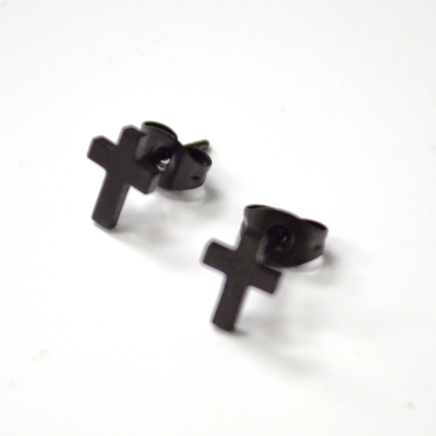 Cross Stud Black Plated 83-762B-Sm