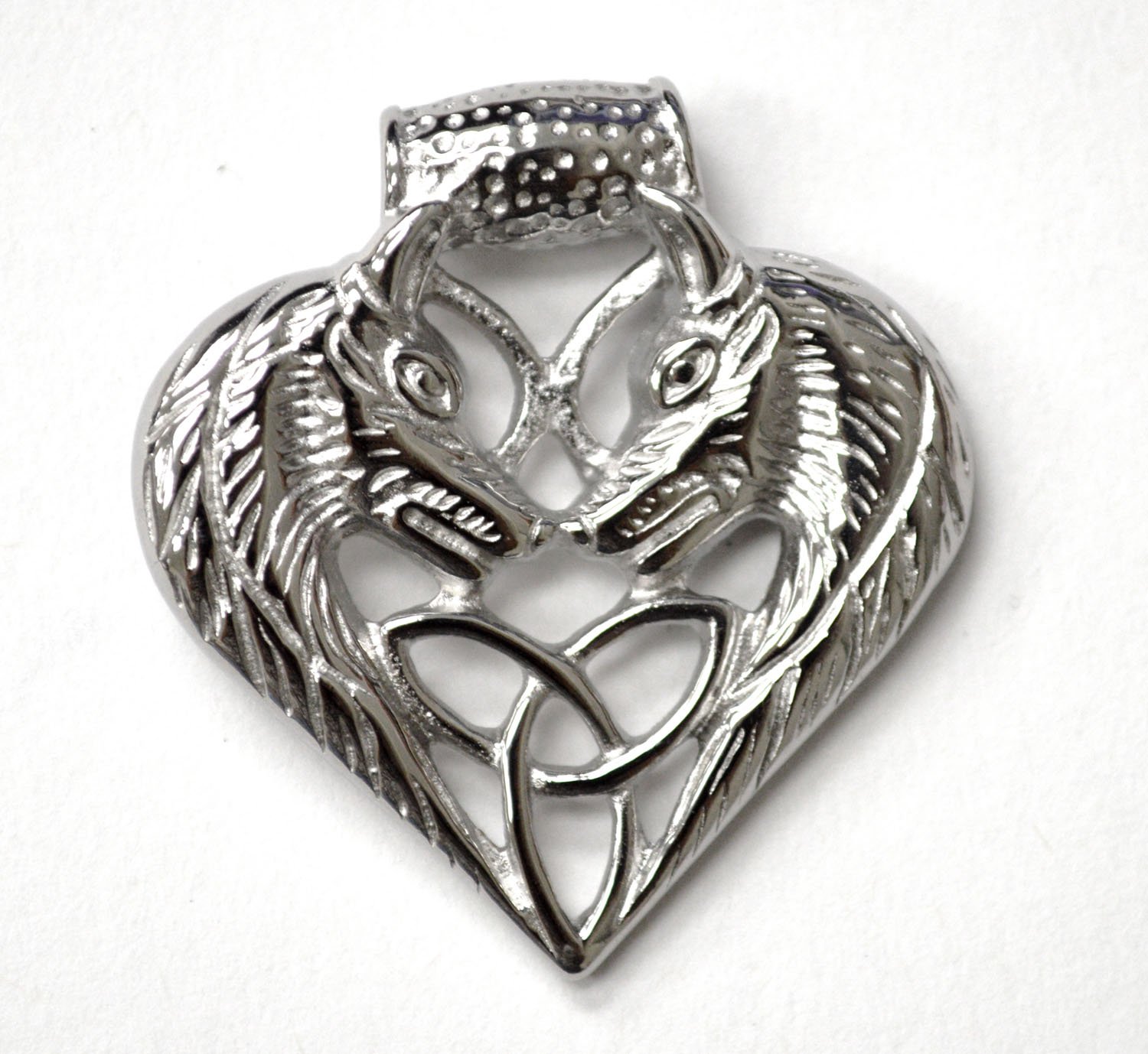 Twin Wolf Stainless Steel Pendant 86-2309Sm