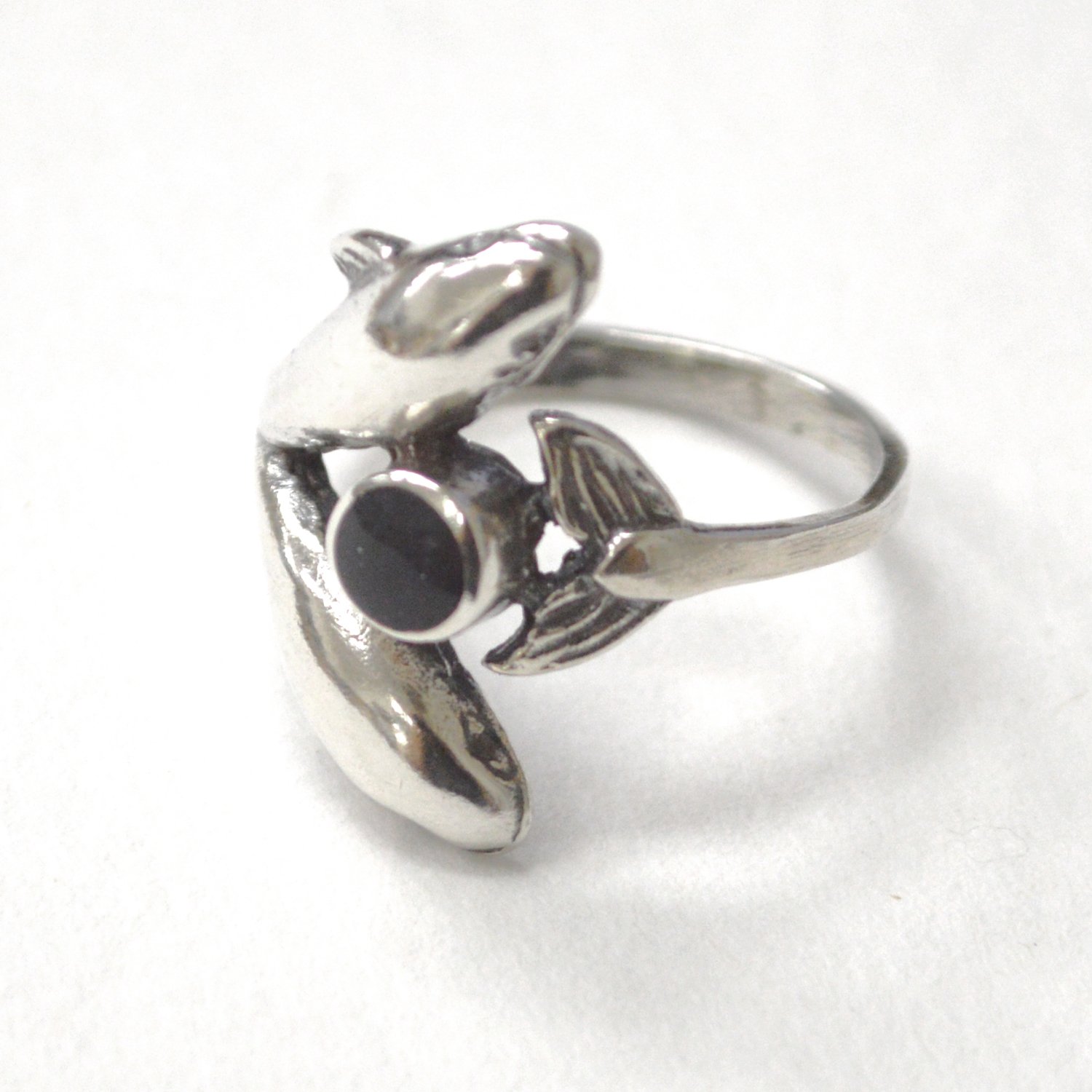 Double Dolphin Sterling Silver Ring 51-3043