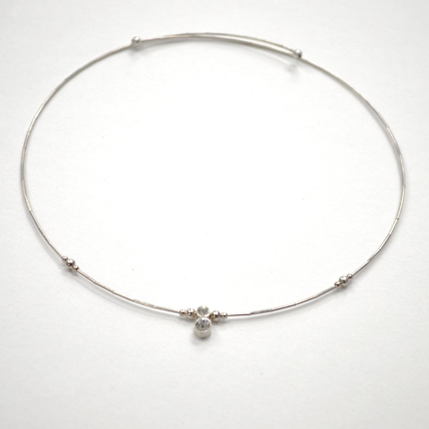 Sterling Silver Crystal Wire Choker 55-1042