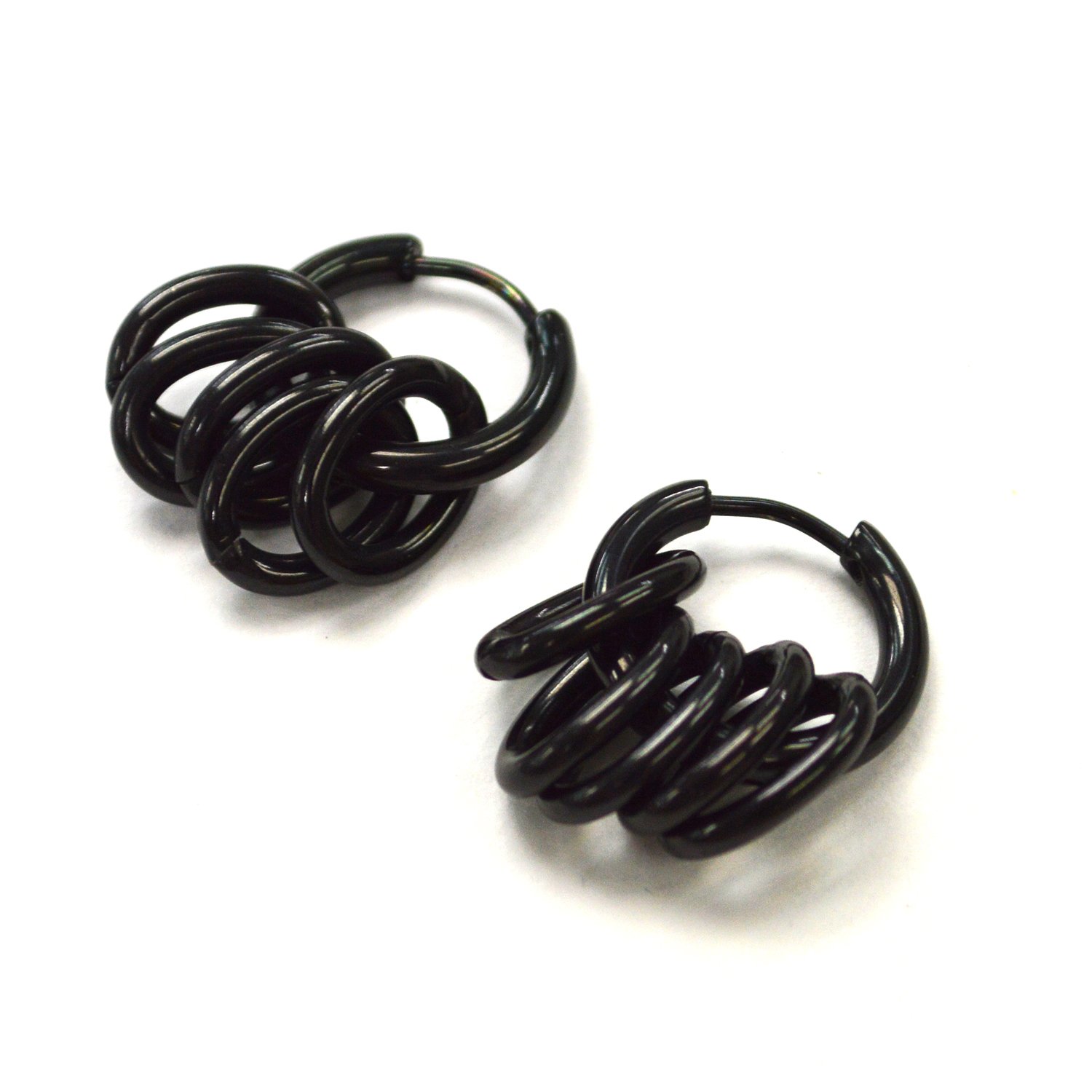Hoops Earrings Black Plated  83-730B