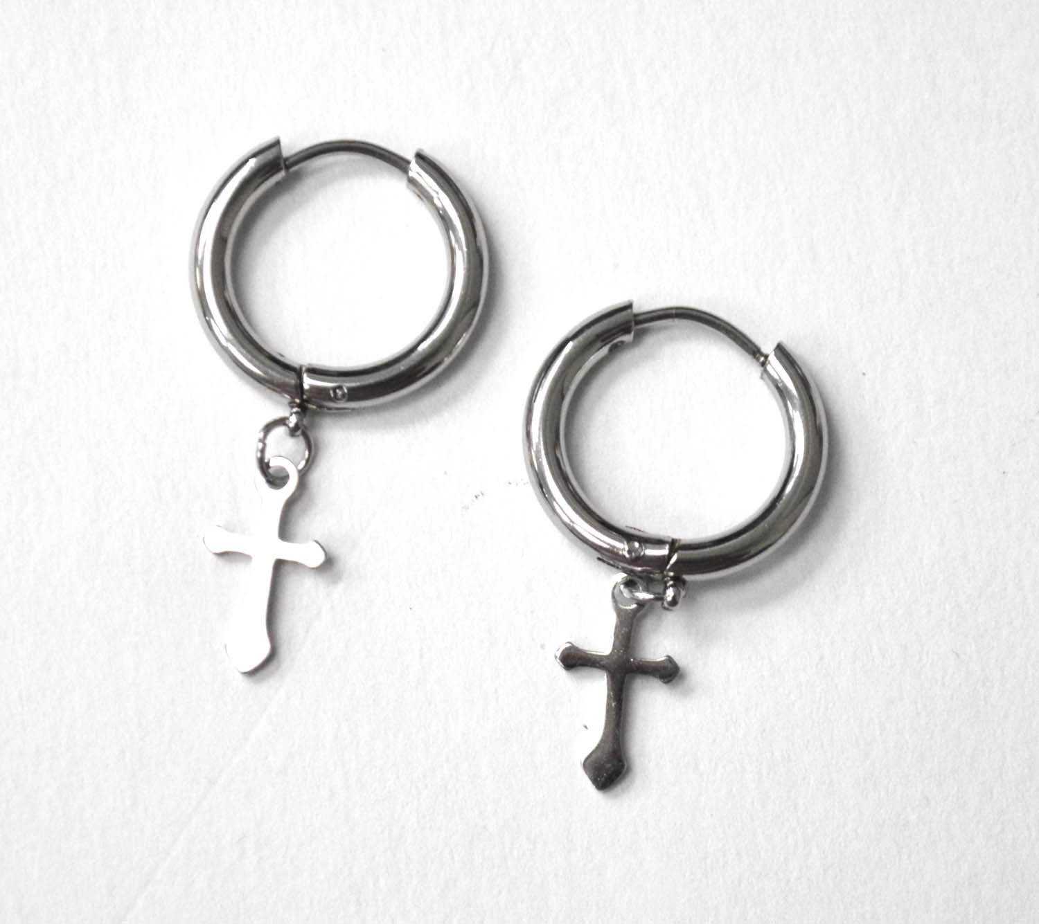 Hoops Earring with Dangling Cross 83-860S