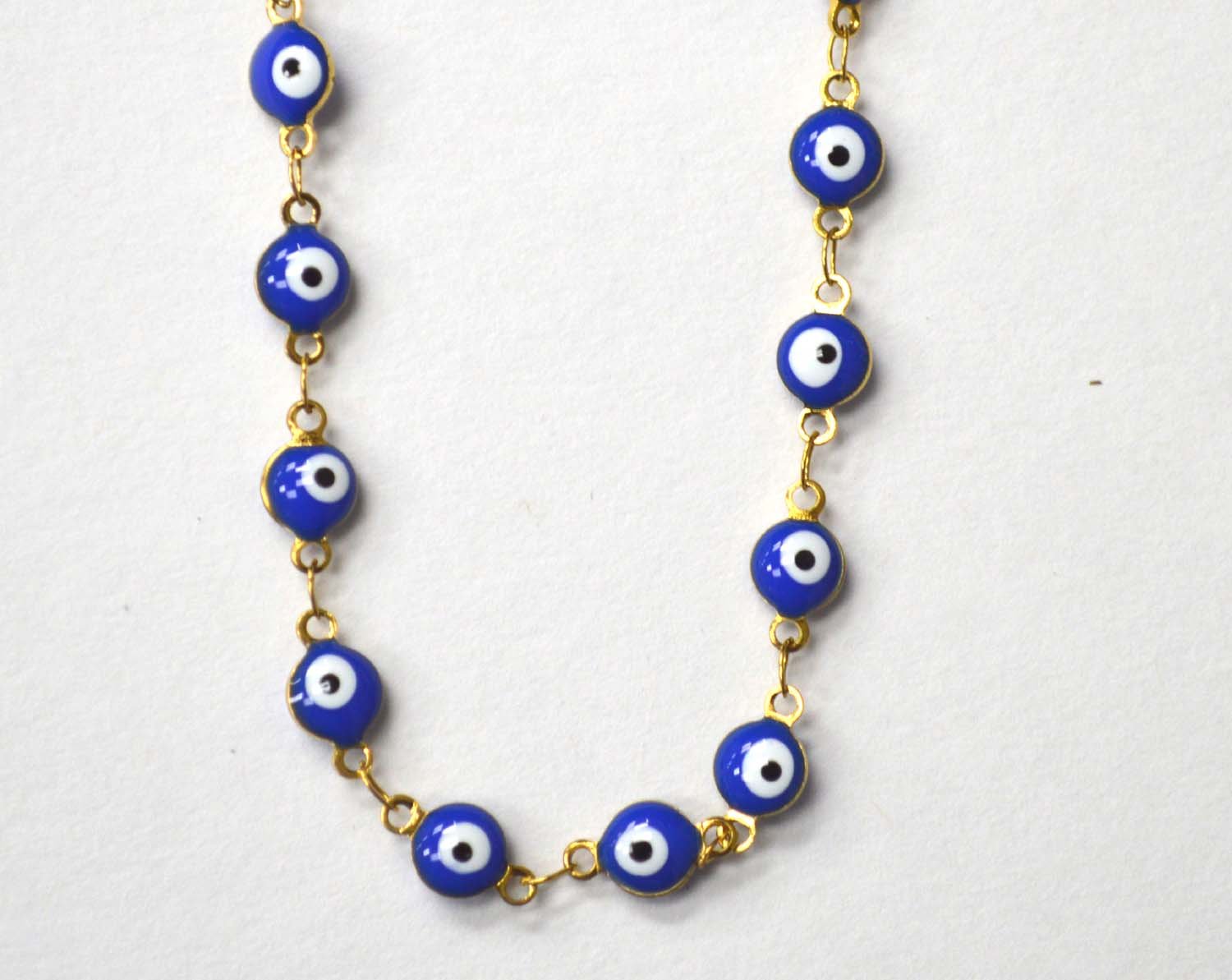Eye Gold IP Plated Necklace 85-1815G-Blue