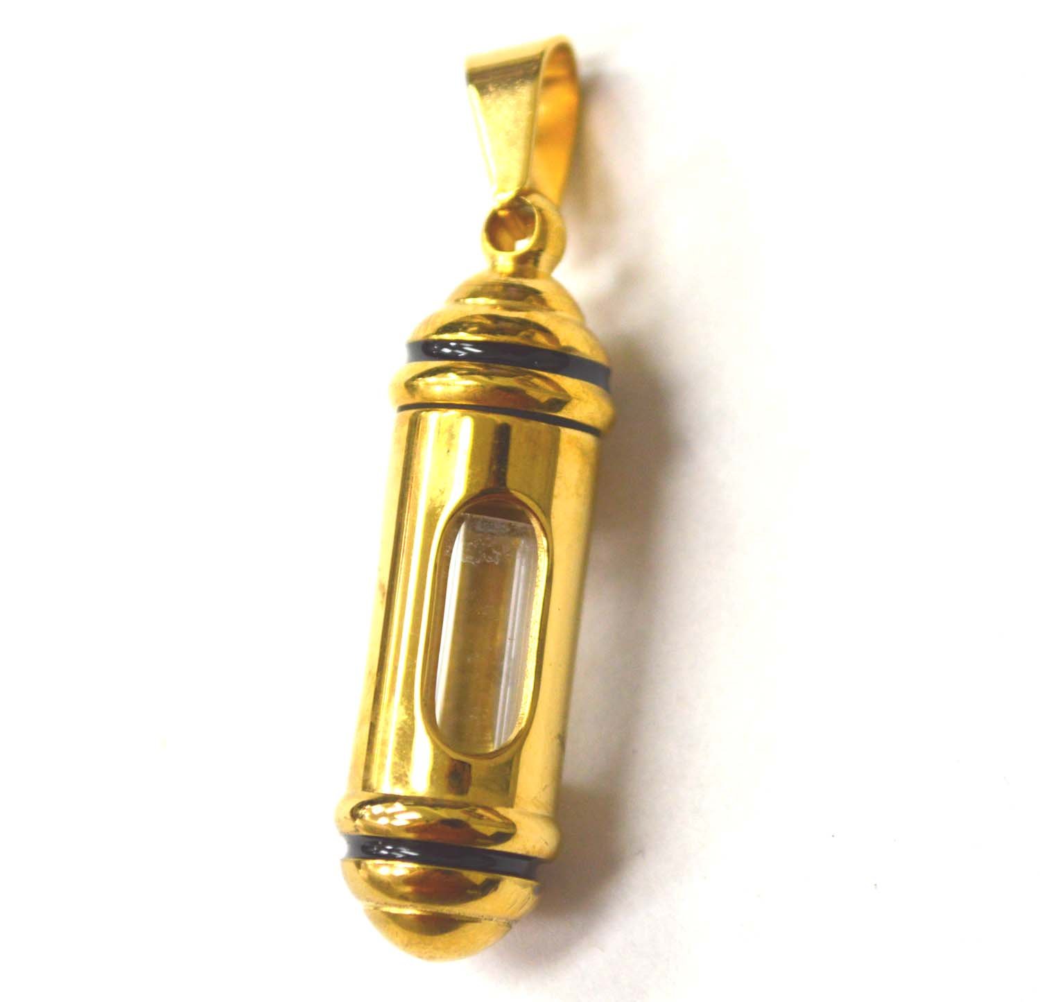 Openable Screw Type See Through Glass Cylinder Gold Plated 86-2109G