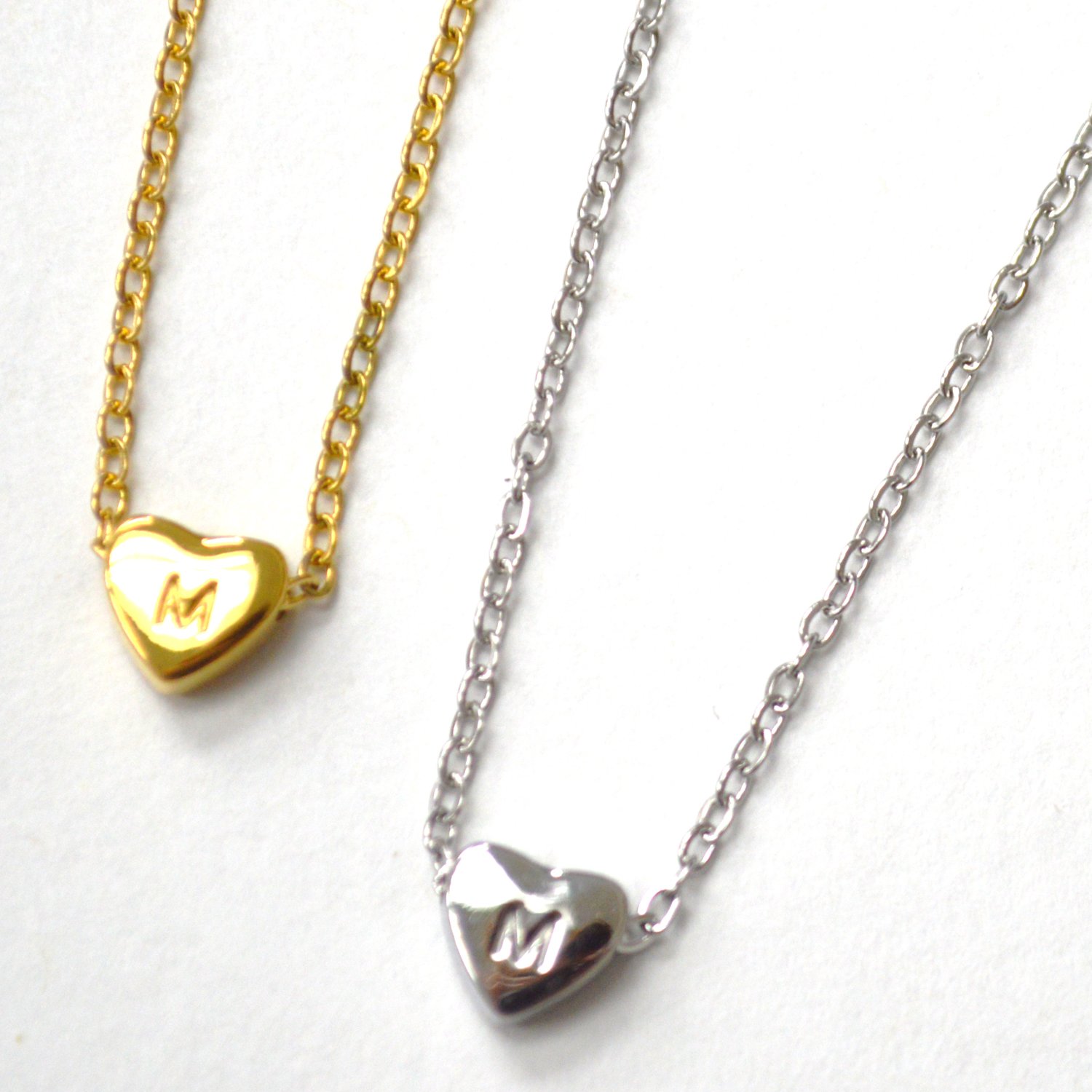M Heart Initial Stainless Steel Necklace 85-1028-M
