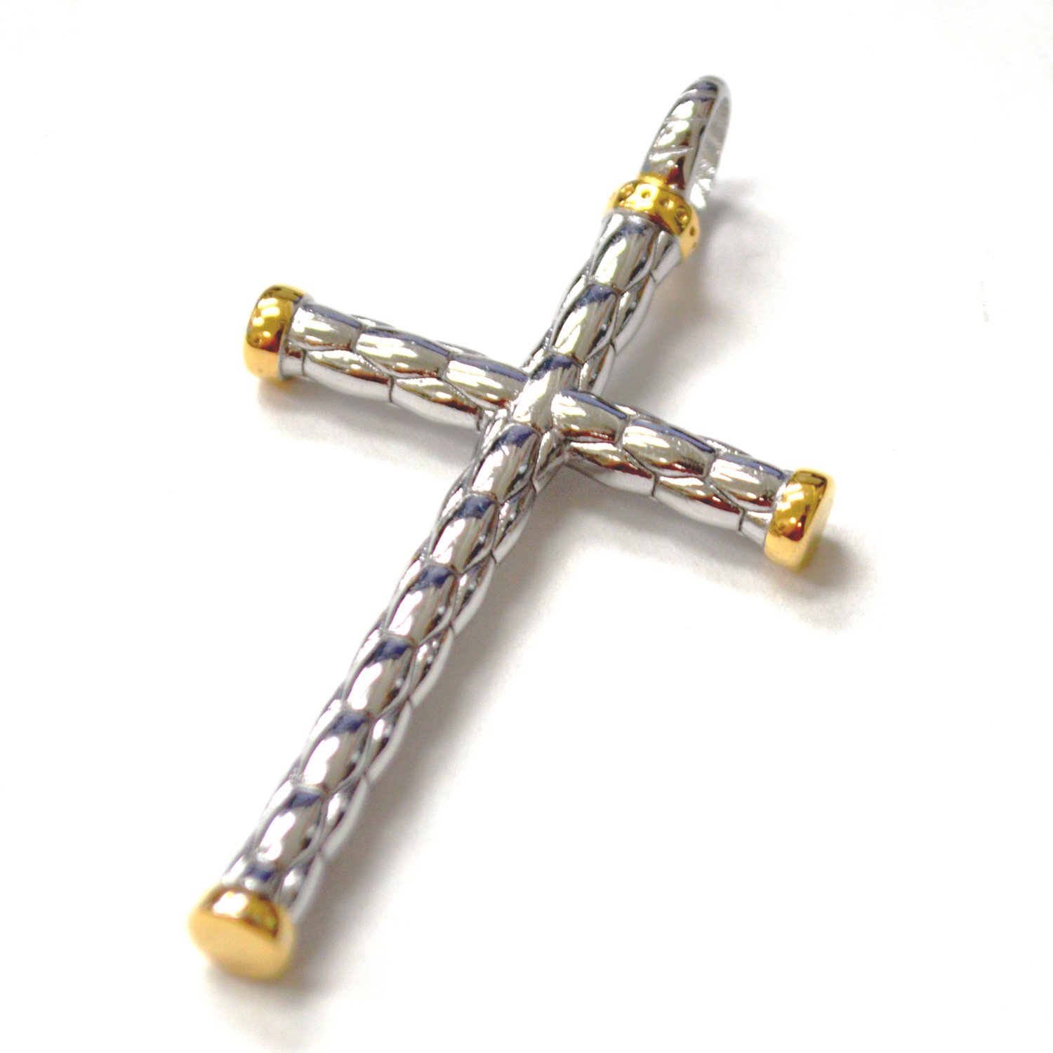 2 Tone Gold Cross Stainless Steel Pendant 86-3078-2T