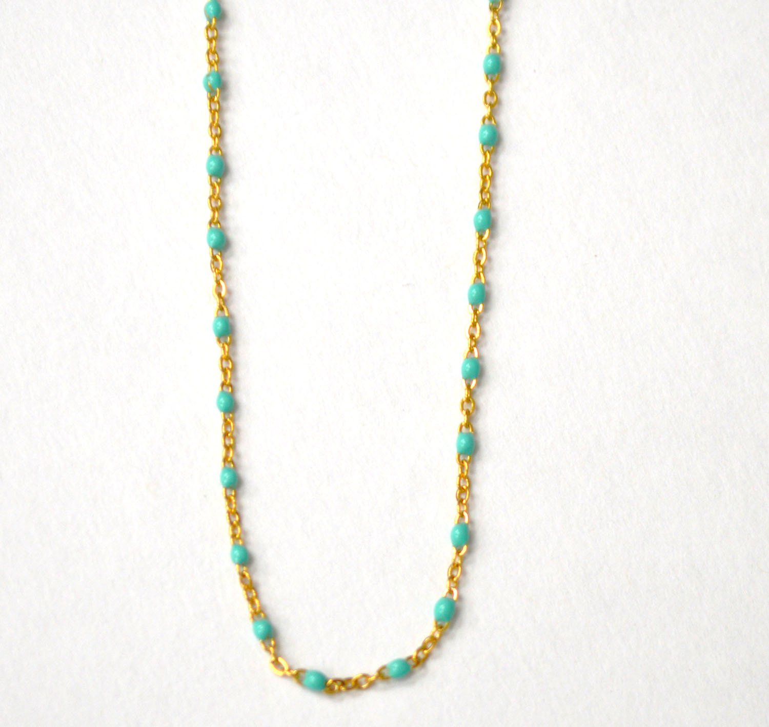 Beaded Gold IP Plated Necklace 85-287G Sage