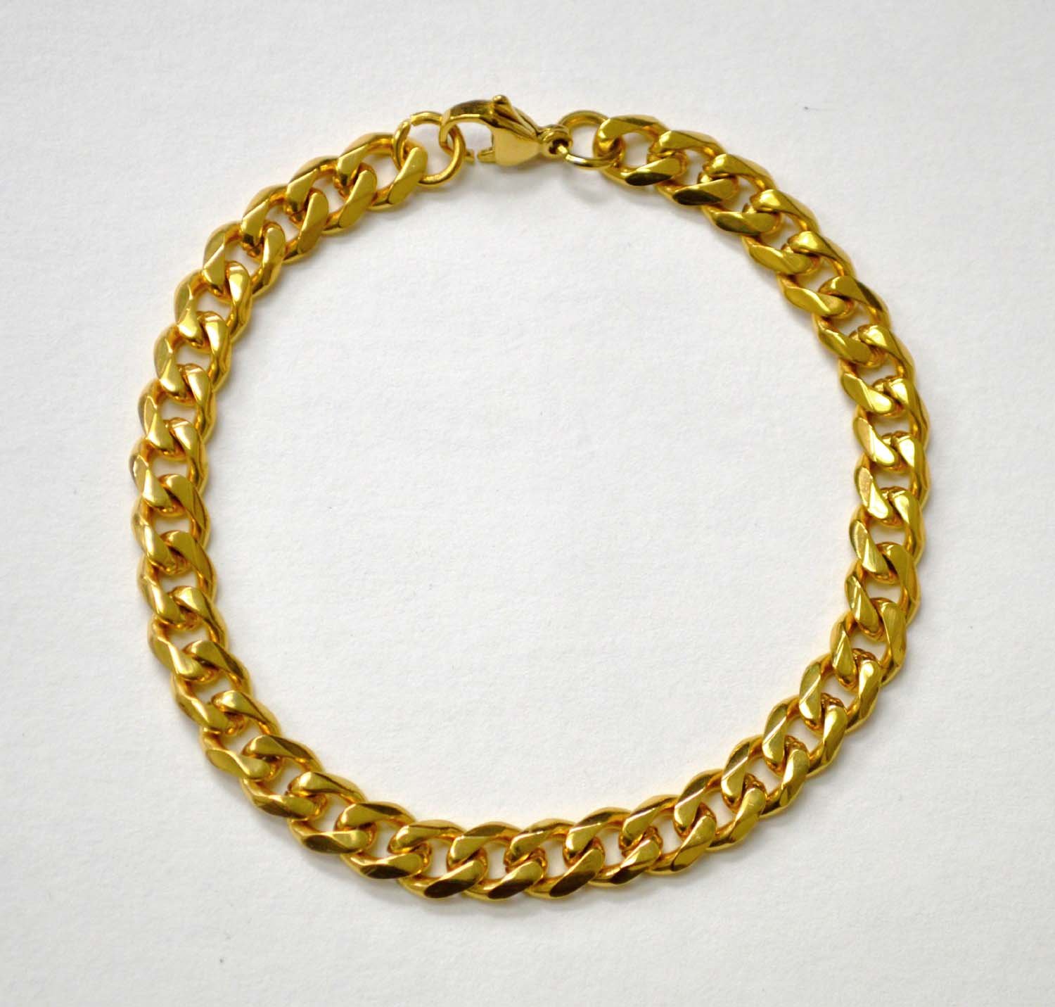 7mm Gold Plated  Miami Cuban Bracelet 84-239G-7-Mia (2/Pkg)