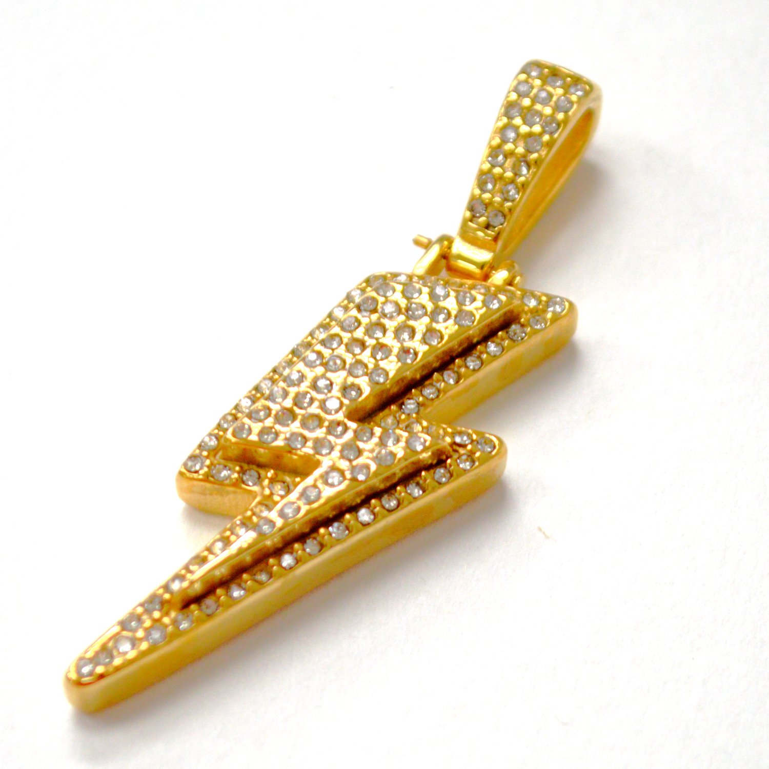 Lightning Bolt with Stones Gold Plated Pendant 86-2841G