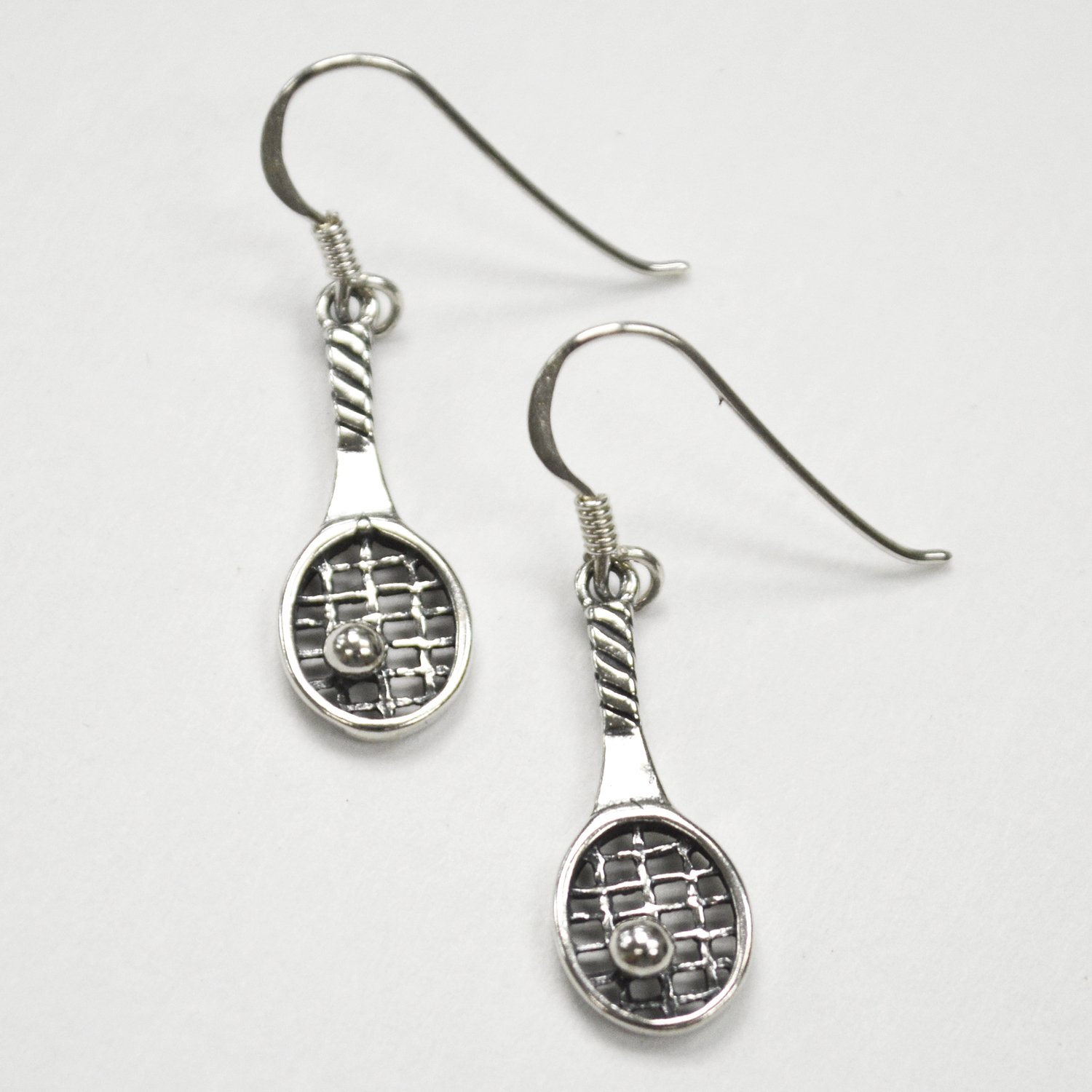 Tennis Racket with Ball Earring Sterling Silver 53-5204