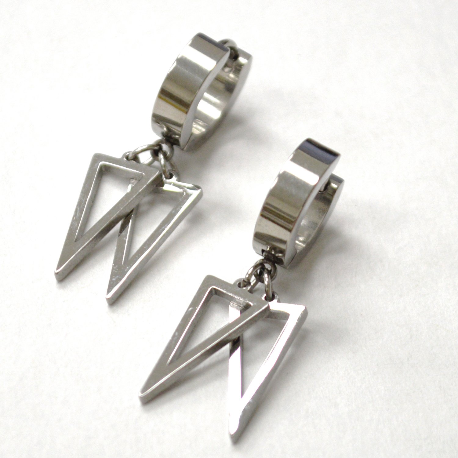 Dangling Stainless Steel Huggies Earring 83-885S-1