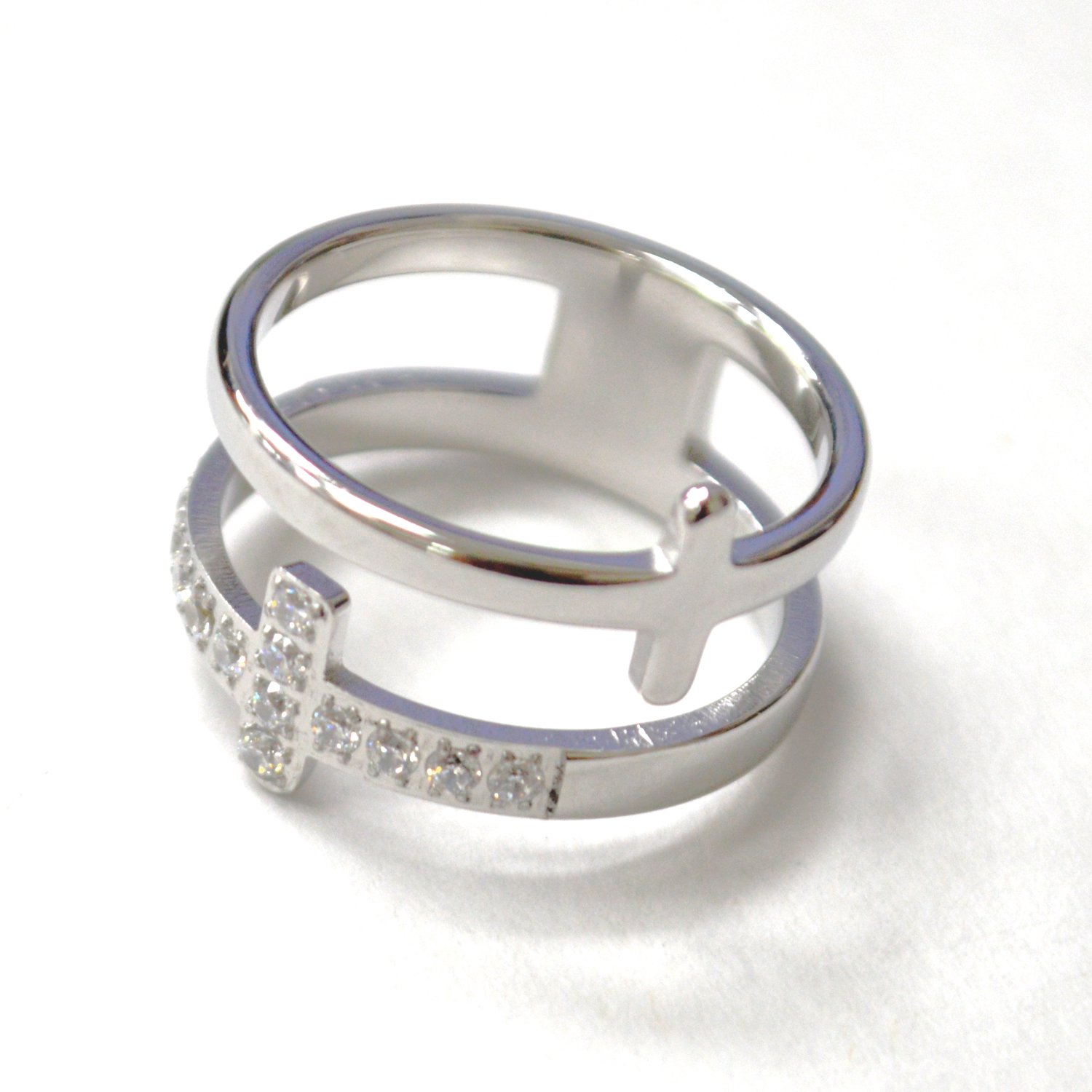 Double Cross Stainless Steel Ring 81-1779