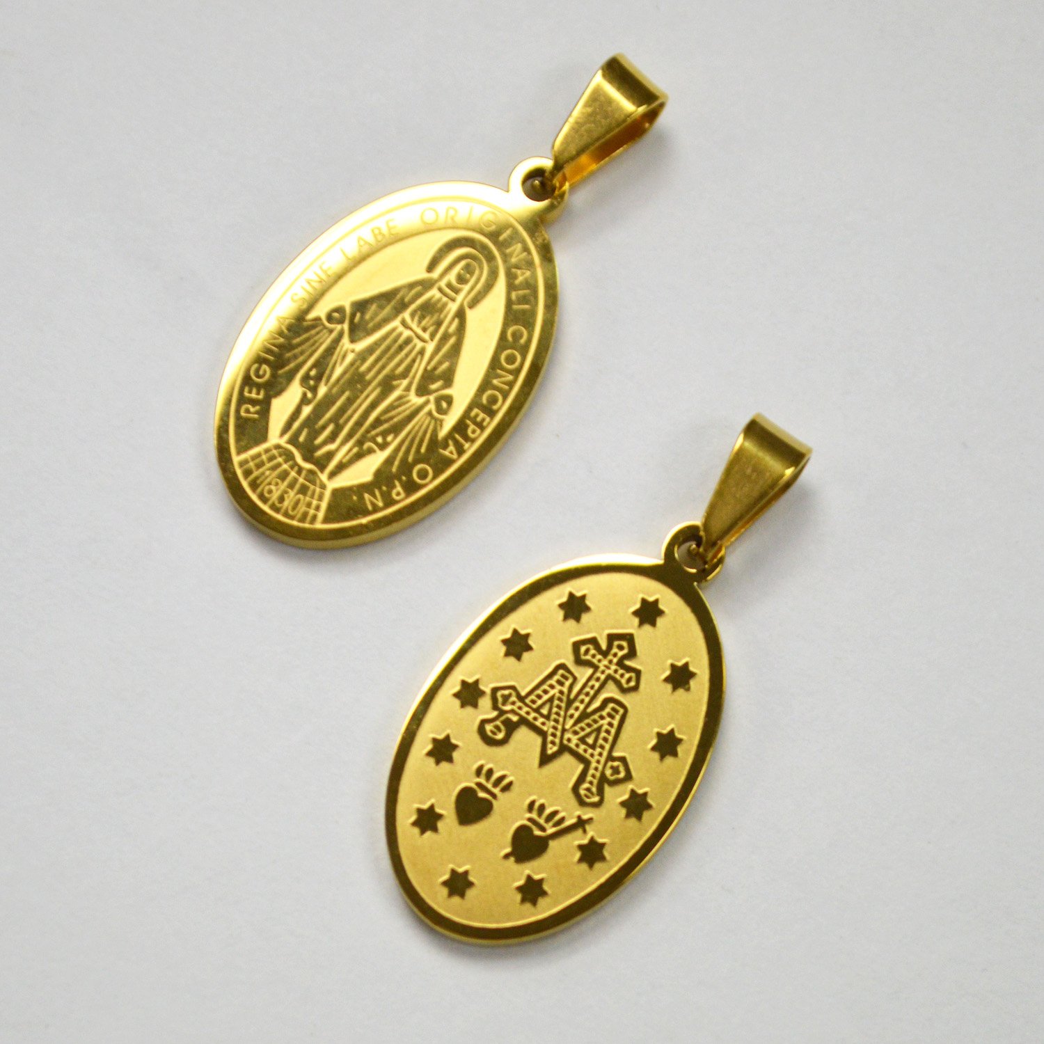 Virgen Milagrosa Medalla Gold Plated Pendant 86-540G.1