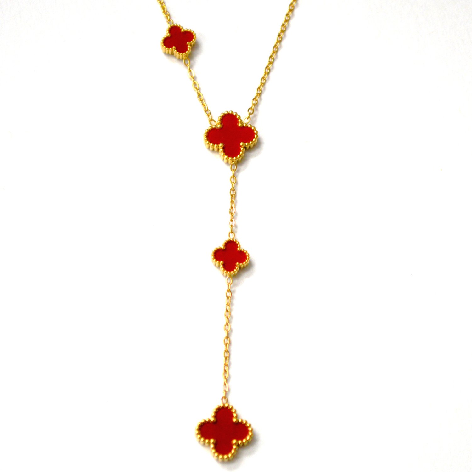 Designer's Inspired Gold IP Plated Necklace 85-301G Red