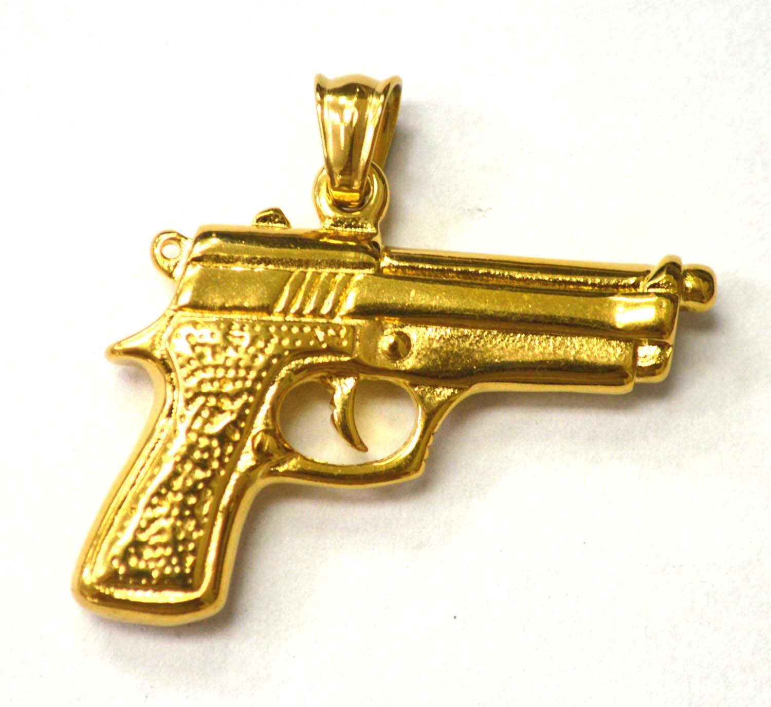 PISTOL Gold IP Plated Pendant 86-1678G
